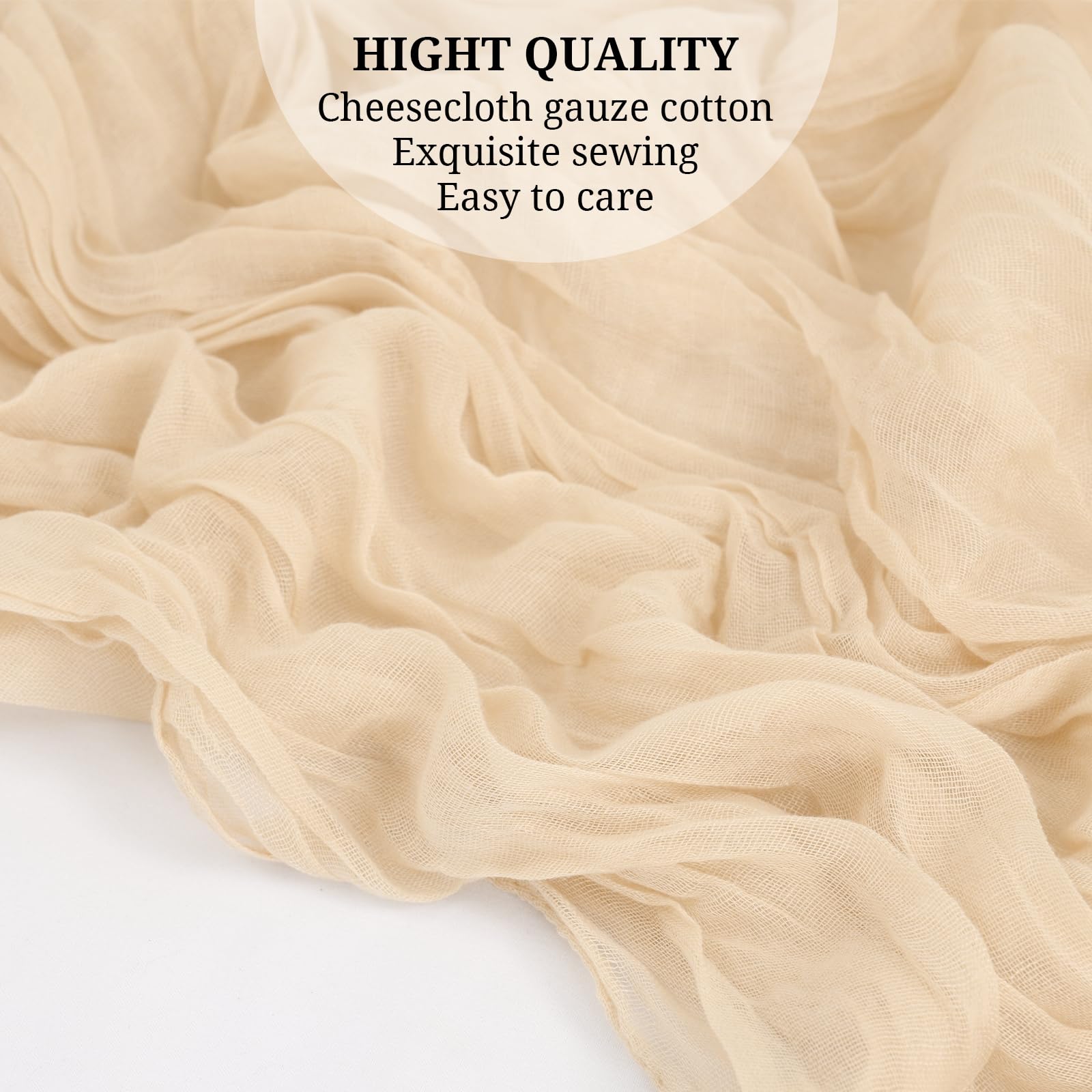 12 Pack Beige Cheesecloth Table Runner 35X120 Inch 10Ft Romantic Gauze Cheese Cloth Table Runner, Boho Rustic Table Decorations