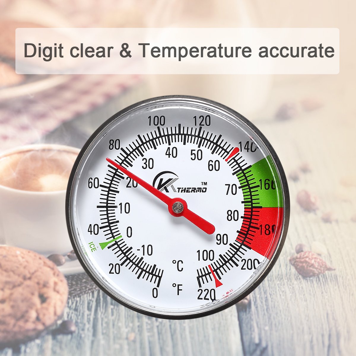 Kt Thermo Instand Read 2-Inch Dial Thermometer,Best For The Coffee Drinks,Chocolate Milk Foam