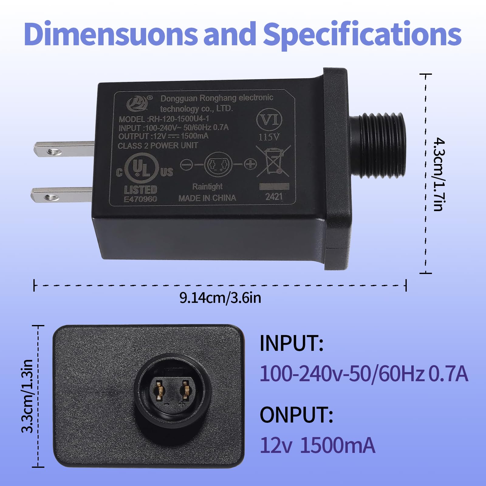 Replacement Yard Inflatable Adapter, 12V 1.5A 4 Pcs Power Supply Adaptor for Outdoor Inflatable Decoration, Power Supply Transfo