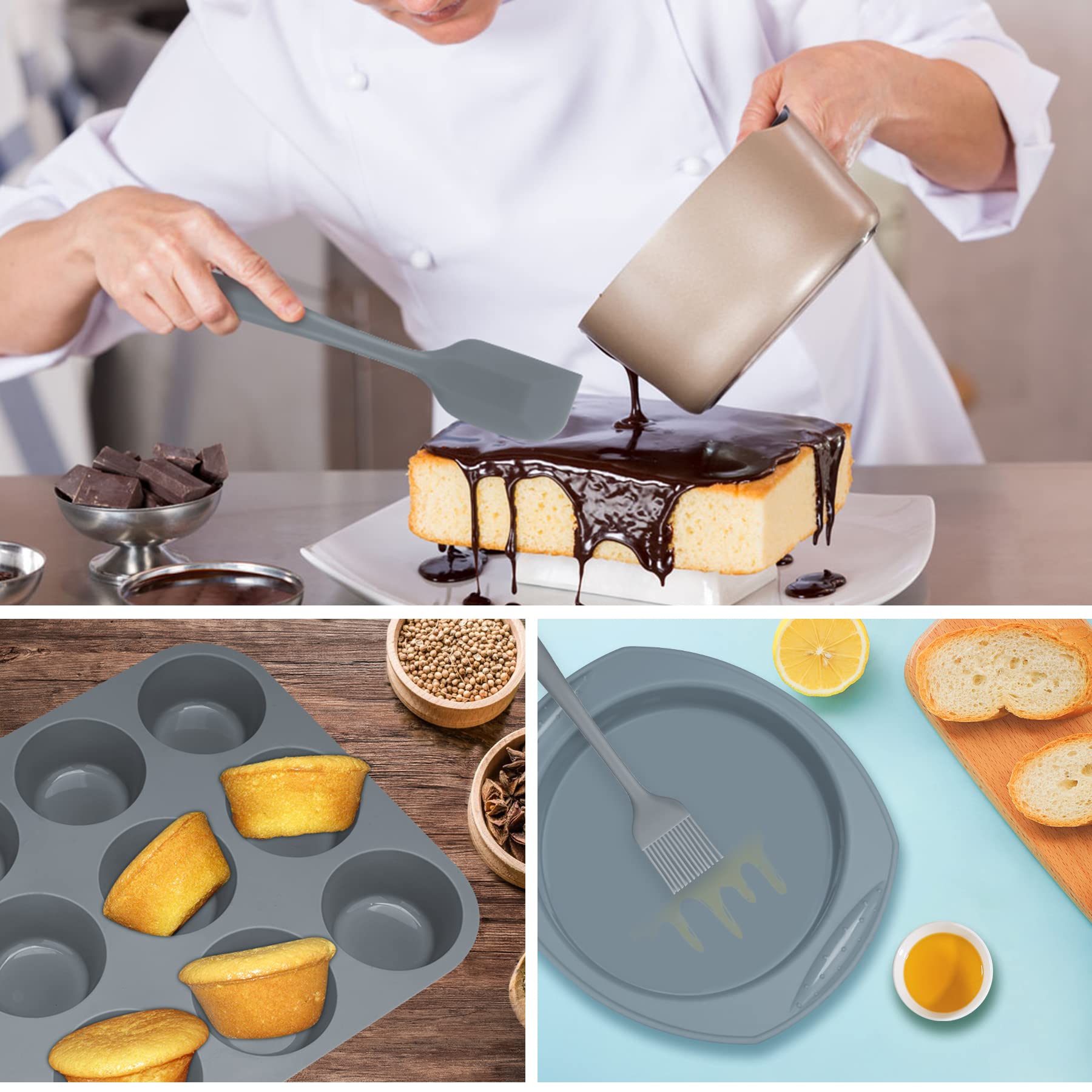 Economical 7In1 Nonstick Silicone Baking Cake Pan Cookie Sheet Molds Tray Set For Oven, Bpa Free Heat Resistant Bakeware Supplie