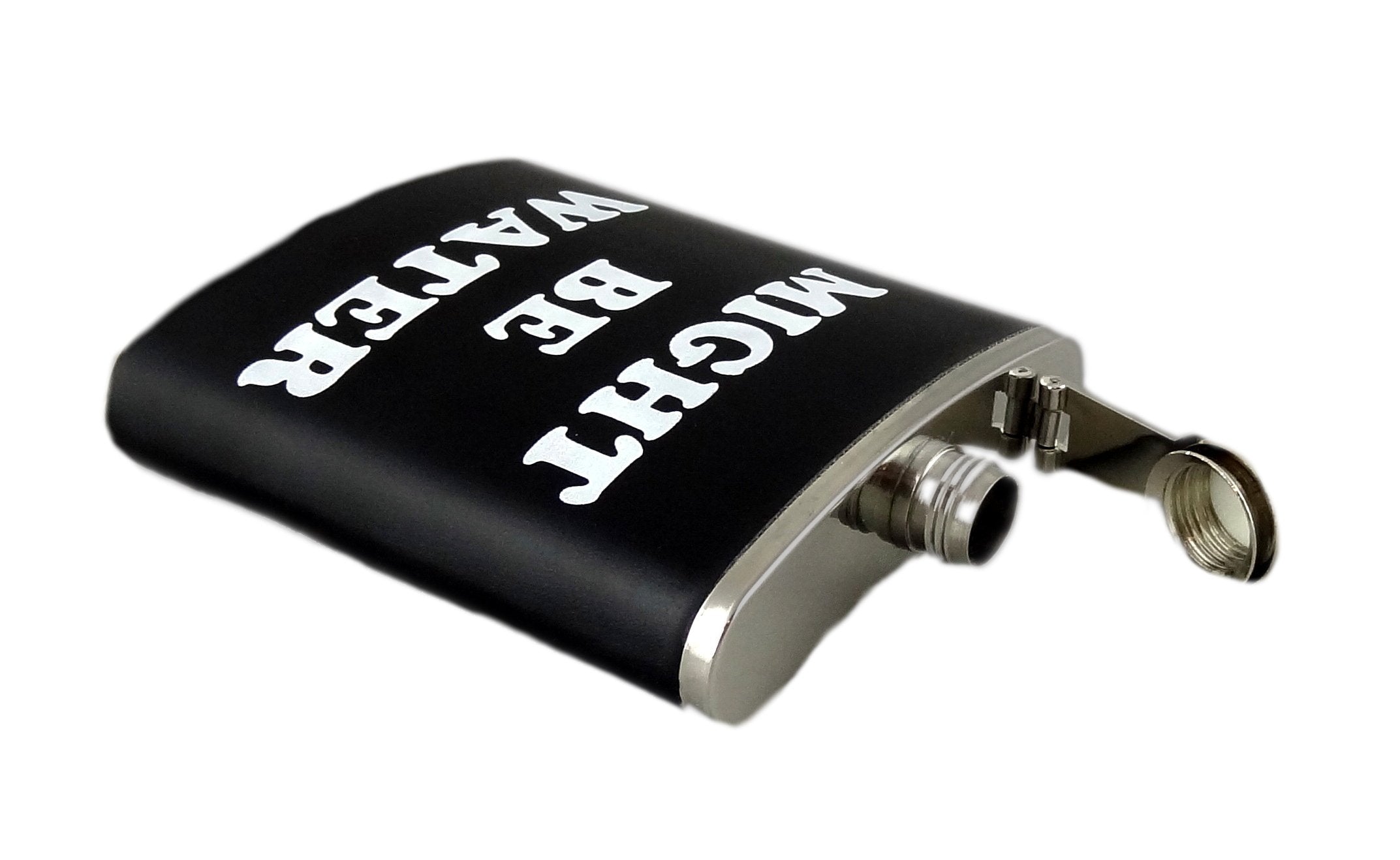 Funny Guy Mugs Might Be Water Stainless Steel 7oz Hip Flask  Black