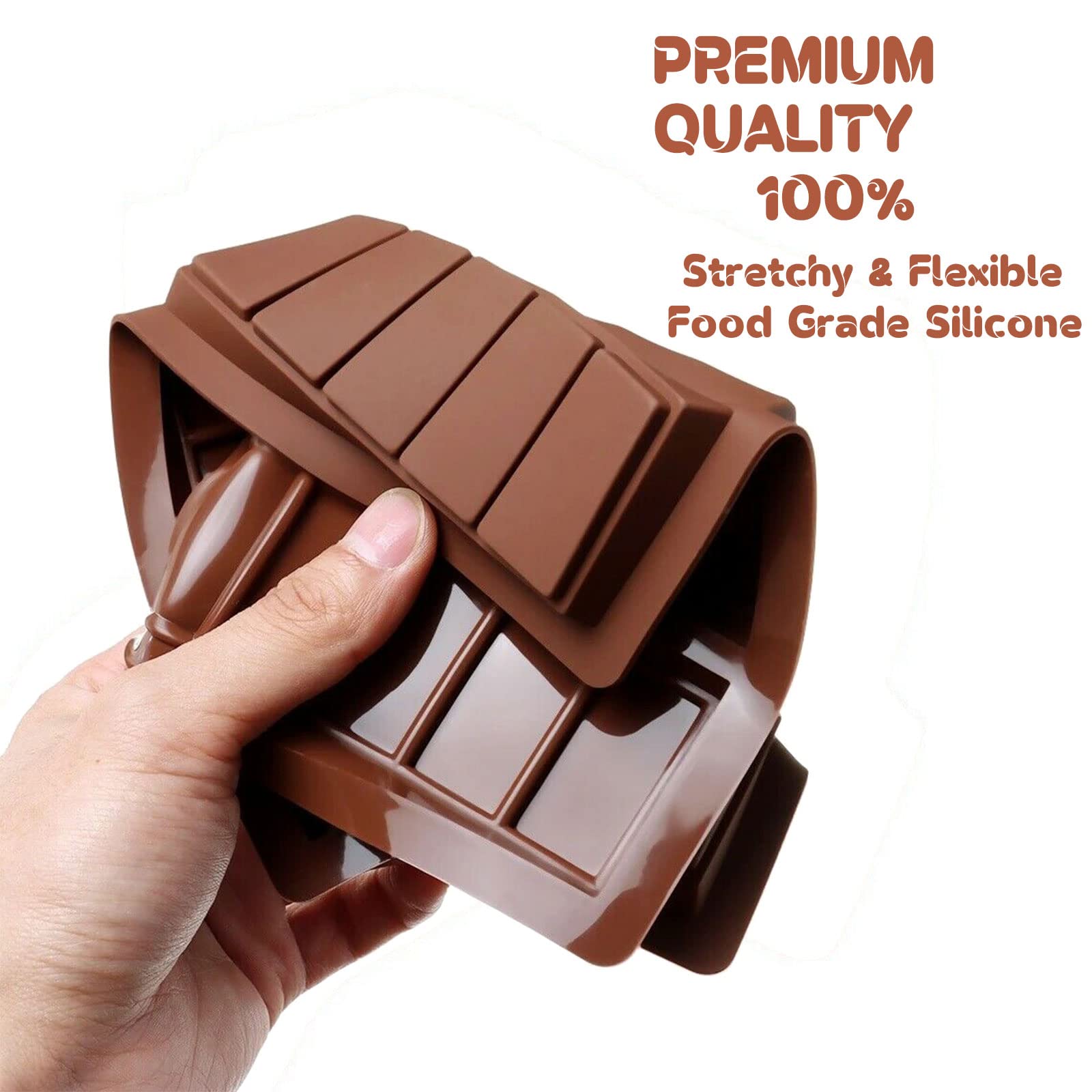 C-Co Food Grade Break-Apart Chocolate Molds, Silicone Chocolate Bar Sweet Molds Hot Chocolate Energy Bar Moulds Rectangle Baking