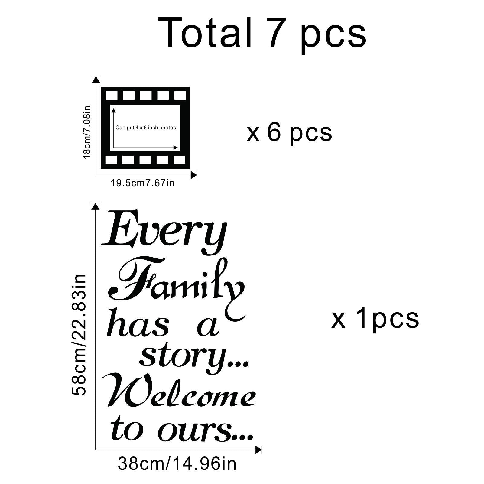 Every Family Has A Story,Family Wall Art Stickers Contains 6 Pcs 4X6In Picture Frame Wall Decor Stickers For Living Room Family