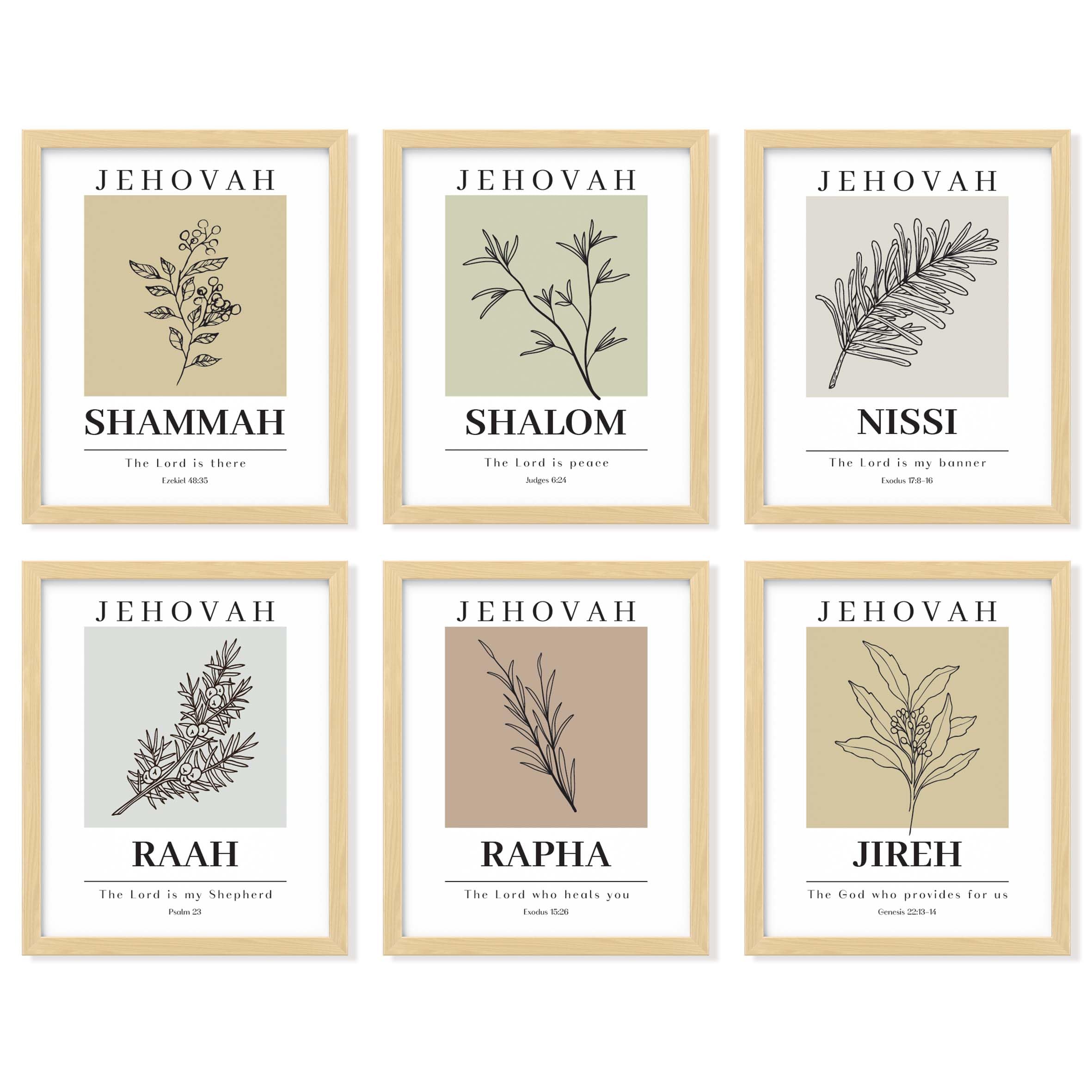 97 Decor Hebrew Names Of God Wall Art - Christian Decor For Home, Scripture Bible Verse Posters, Christian Wall Decor Aesthetic,