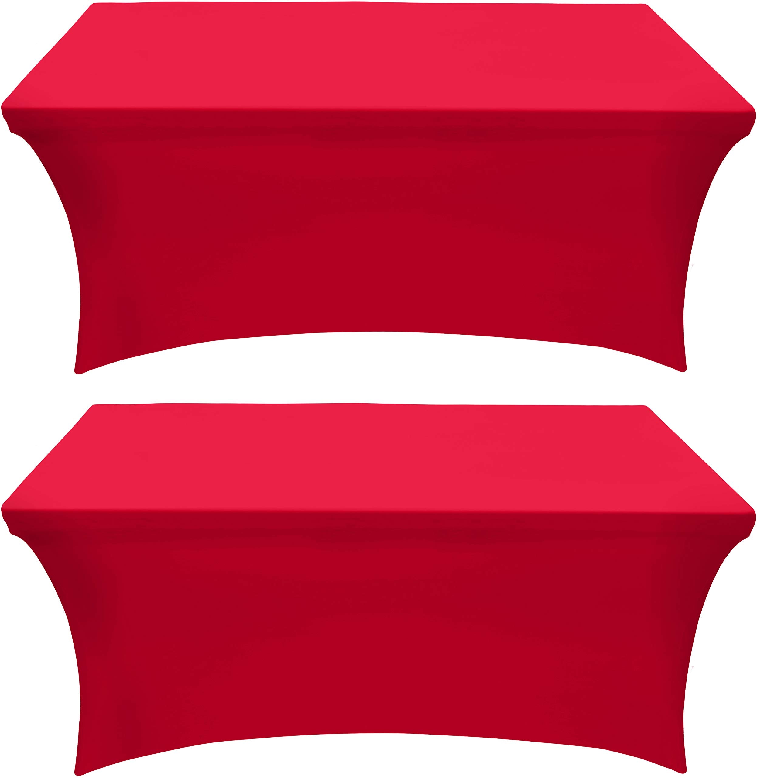 Utopia Kitchen Spandex Tablecloth 2 Pack [6Ft, Red] Tight, Fitted, Washable And Wrinkle Resistant Stretch Rectangular Patio Tabl