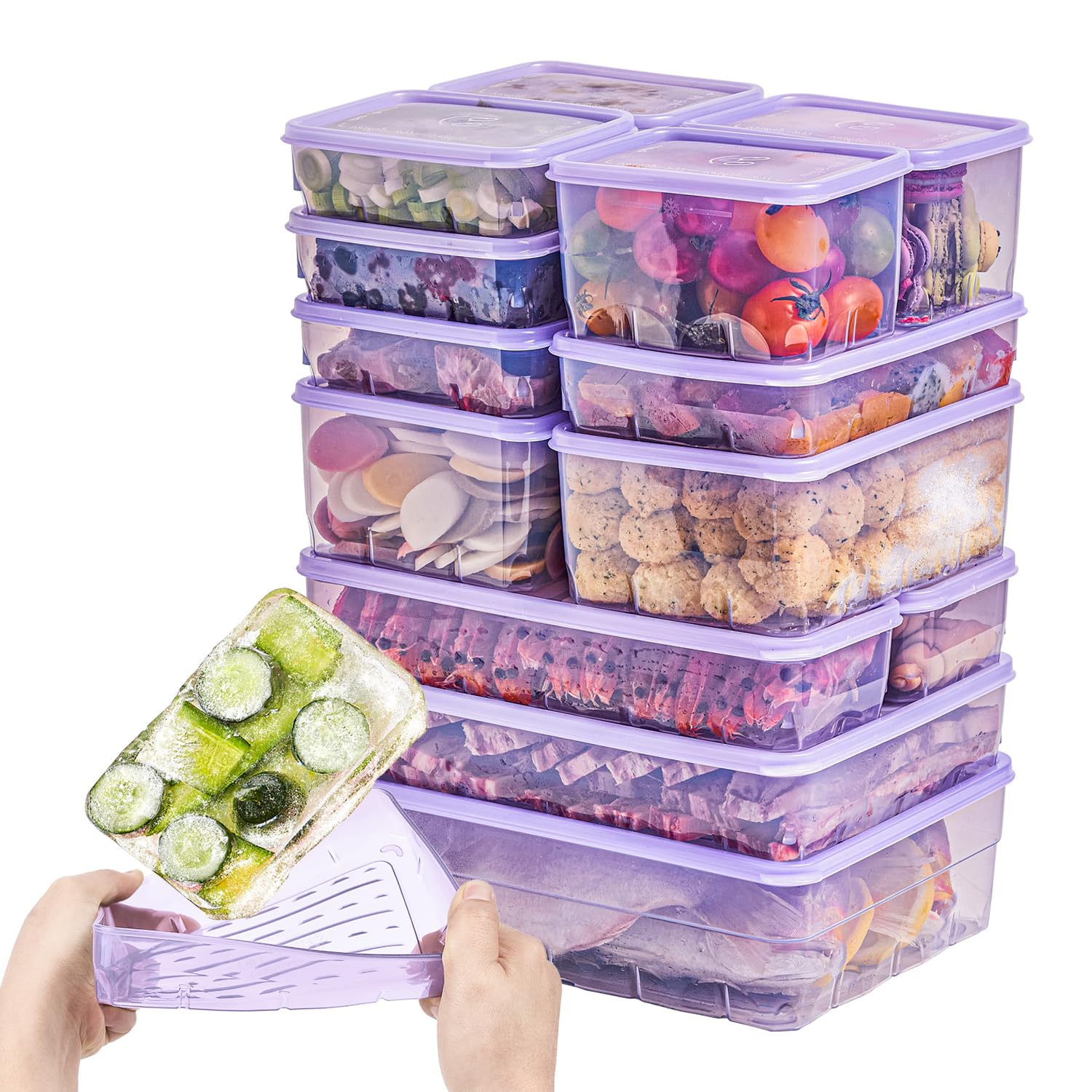 THX_SOYOON Freezer Containers for Food Storage 24pcs  Soup with Lids Safe  Twist Release  Flexible Frozen Design  BPA Free