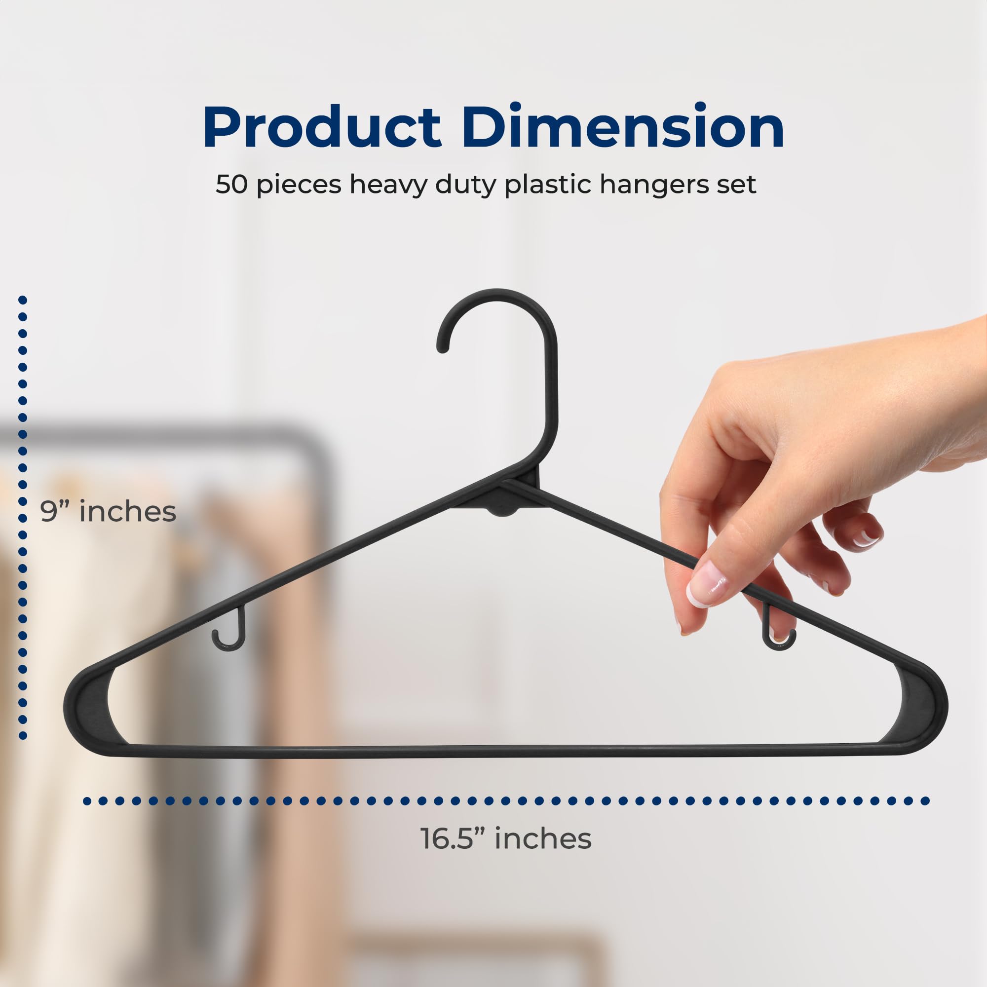 Serenelife 50 Pieces Plastic Hangers - Space Saving, Heavy Duty, Slim, Clothes Hanger Set, Ideal For Laundy/Daily Use, Can Hold