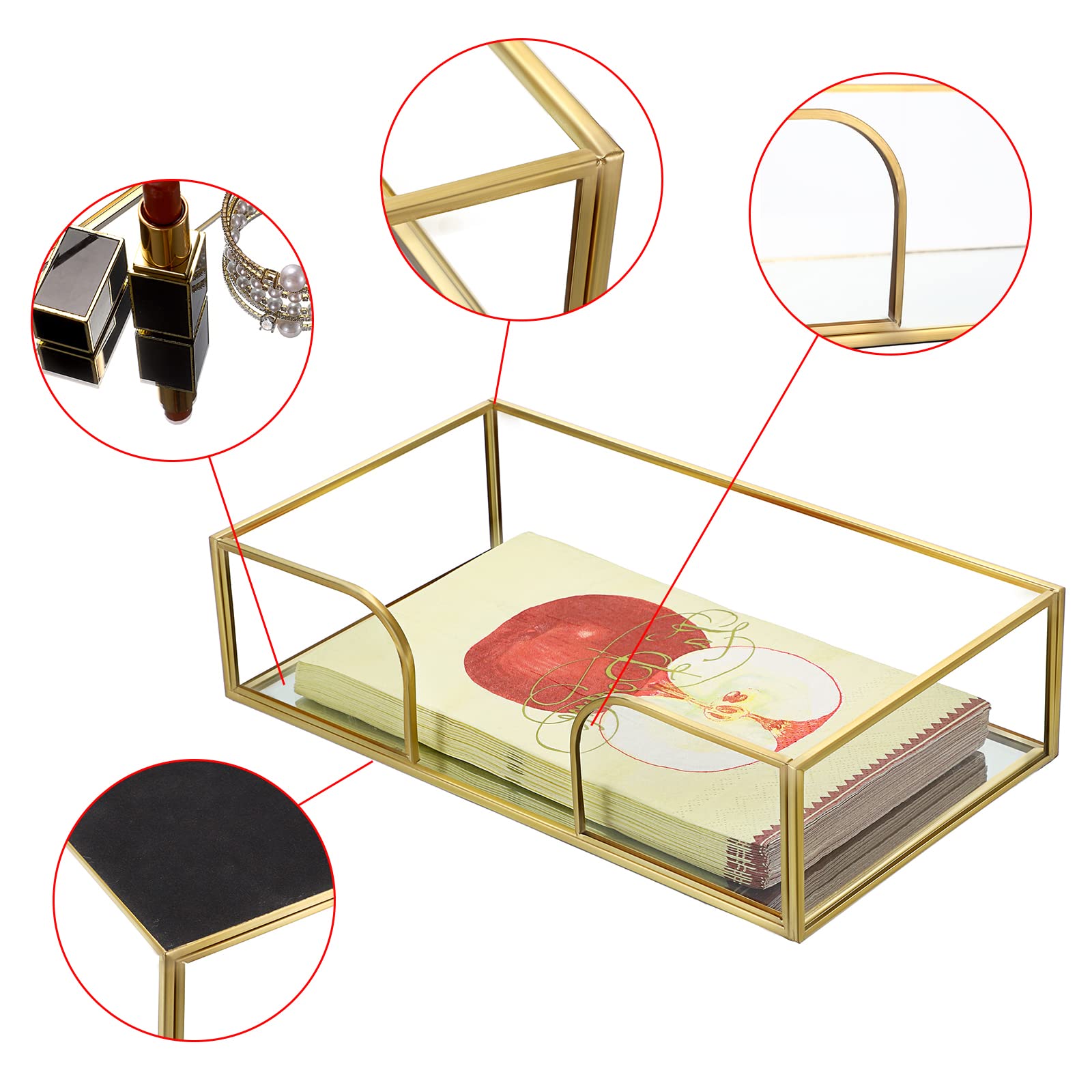 Sumnacon Bathroom Guest Towel Holder - Rectangle Glass Napkin Holder For Guest Hand Towels Paper Napkins, Decorative Napkin Hold