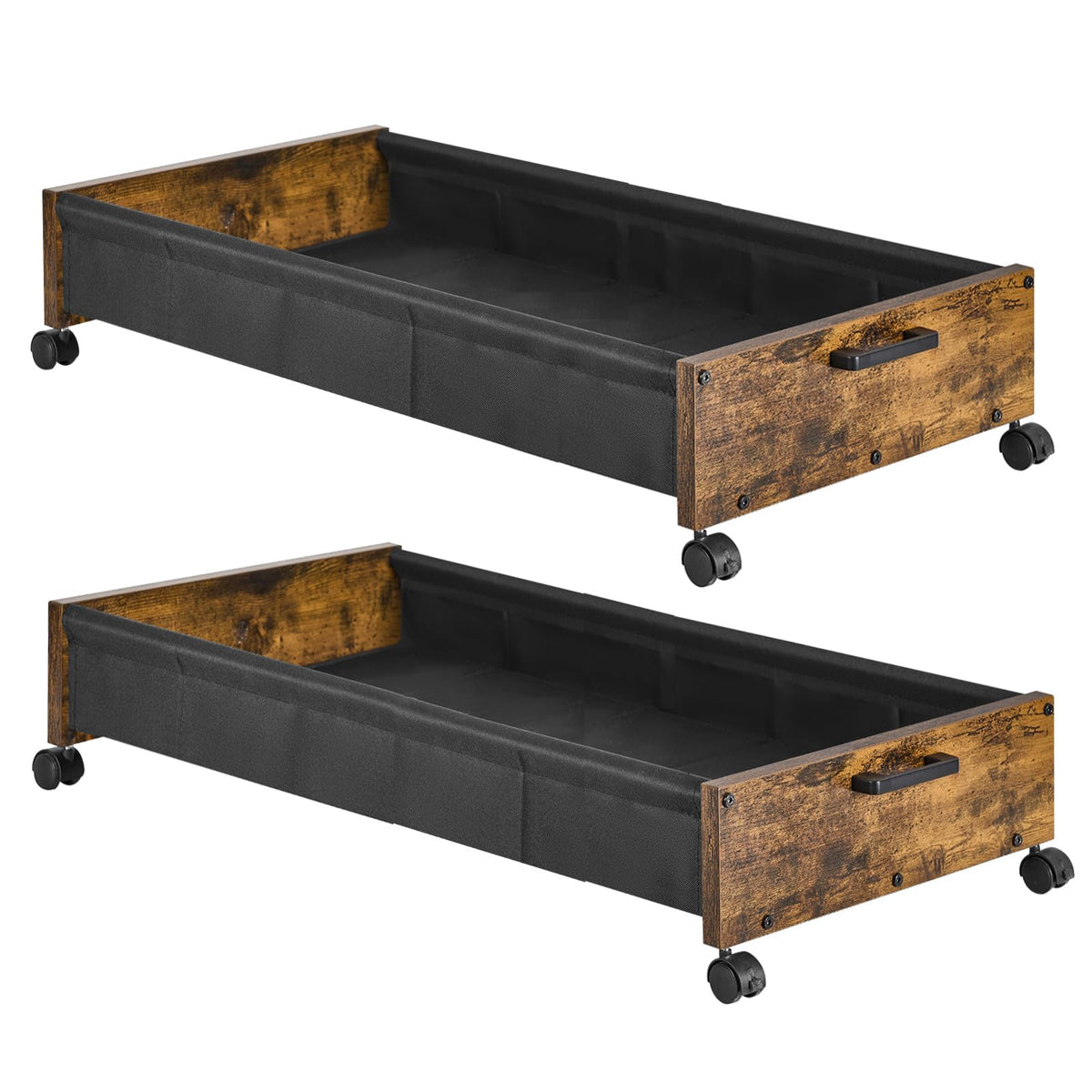 FOUCSSOMEI Under Bed Storage with Wheels, Longer Size 31.5'' in, under bed Storage Containers, Storage Box, Wooden Under Bed Dra