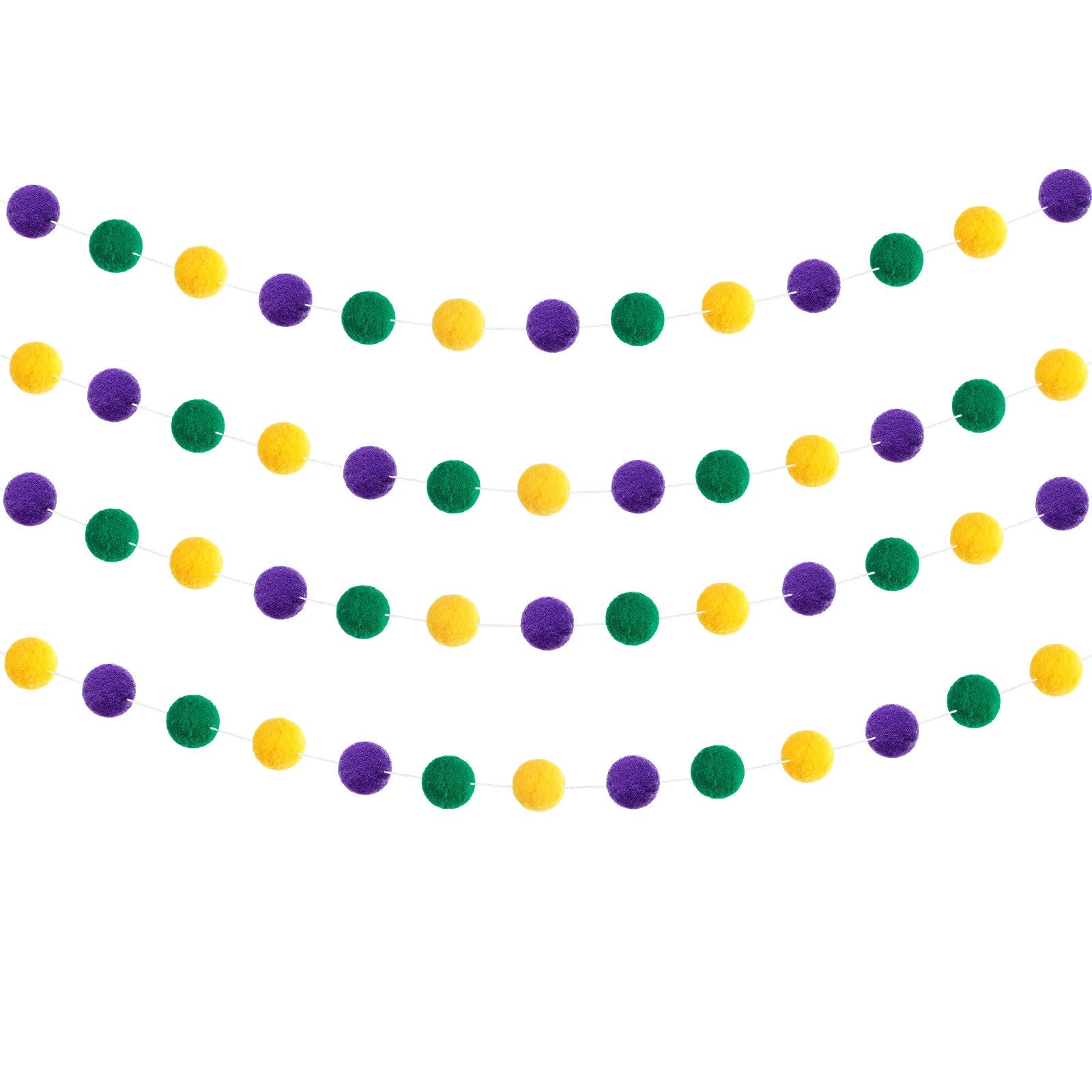 WILLBOND 4 Pieces 39.4 Feet Colorful Pom Pom Garland 128 Pcs Rainbow Pompom Balls Hanging Bunting Ornament for Office Home Hangi