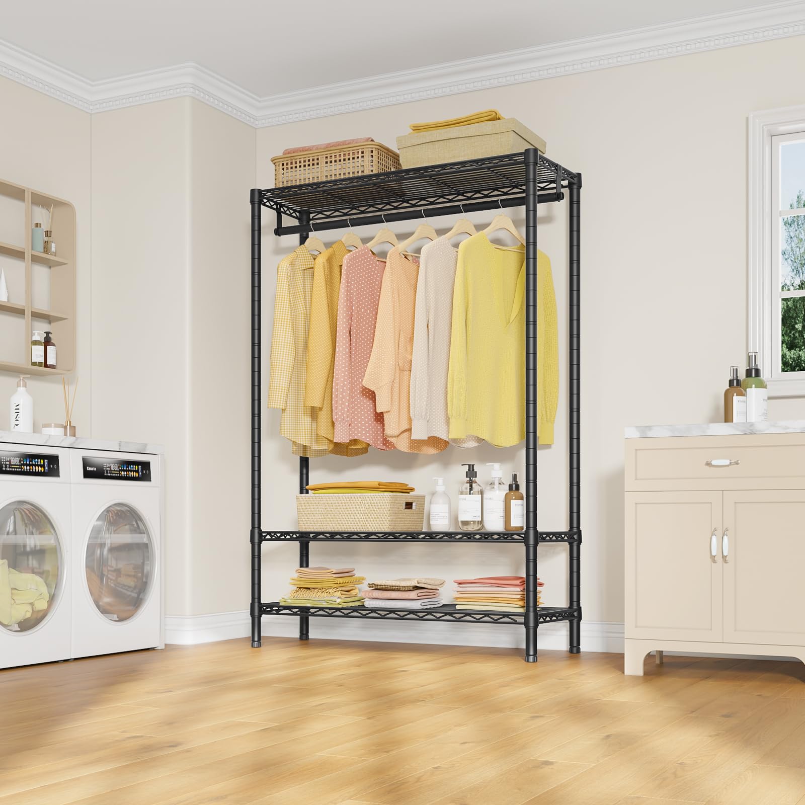 Vipek V1S Wire Garment Rack 3 Tier Heavy Duty Clothes Rack For Hanging Clothes Portable Closet With Hanging Rod Adjustable Wire