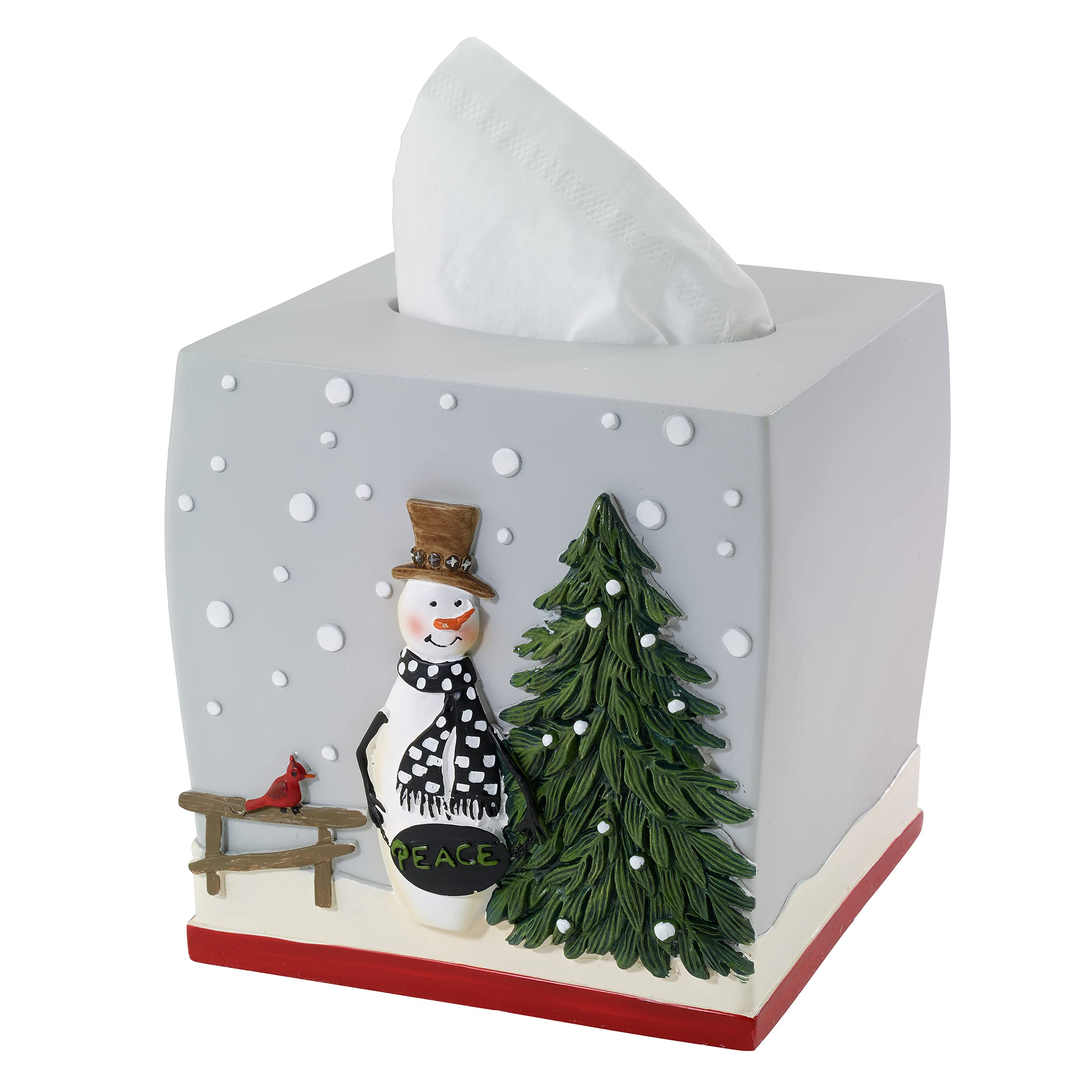 Avanti Linens - Tissue Box Cover, Guest Bathroom Essentials, Holiday Home Decor (Country Friends Collection)