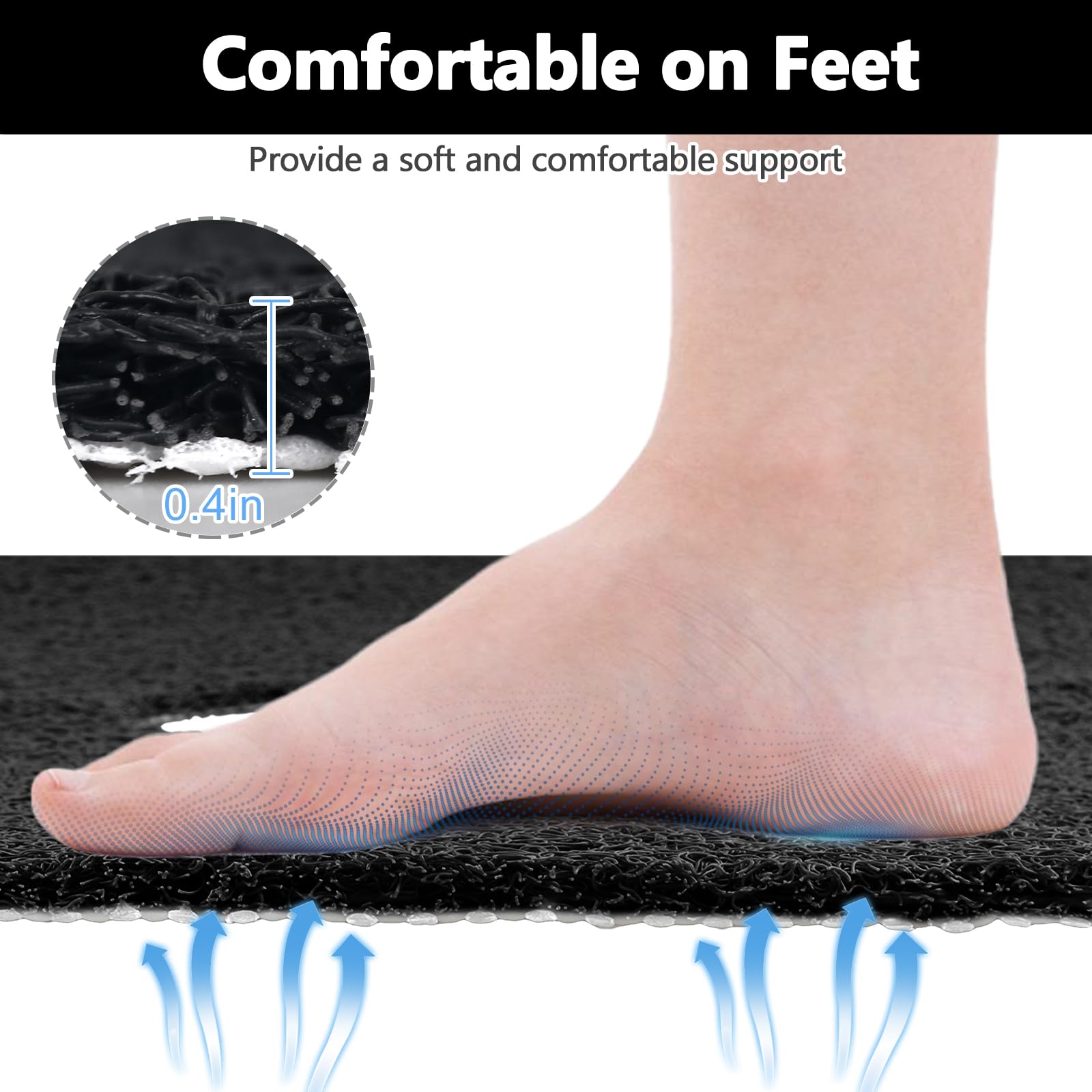 Mofonky Shower Mat Non Slip: 24X24 Inch Square Shower Mats With Drain Hole In Middle - Soft Loofah Quick Drying Matt For Shower