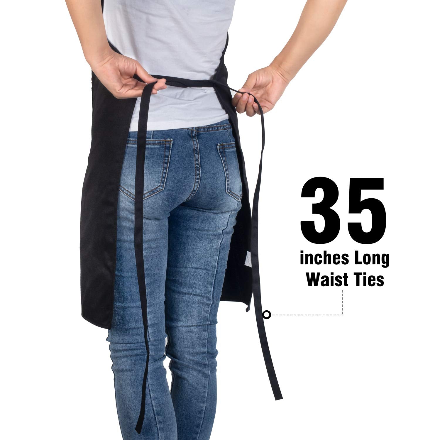 Xornis 4 Pack Bib Aprons With 2 Pockets Kitchen Apron Cooking Chef, Black