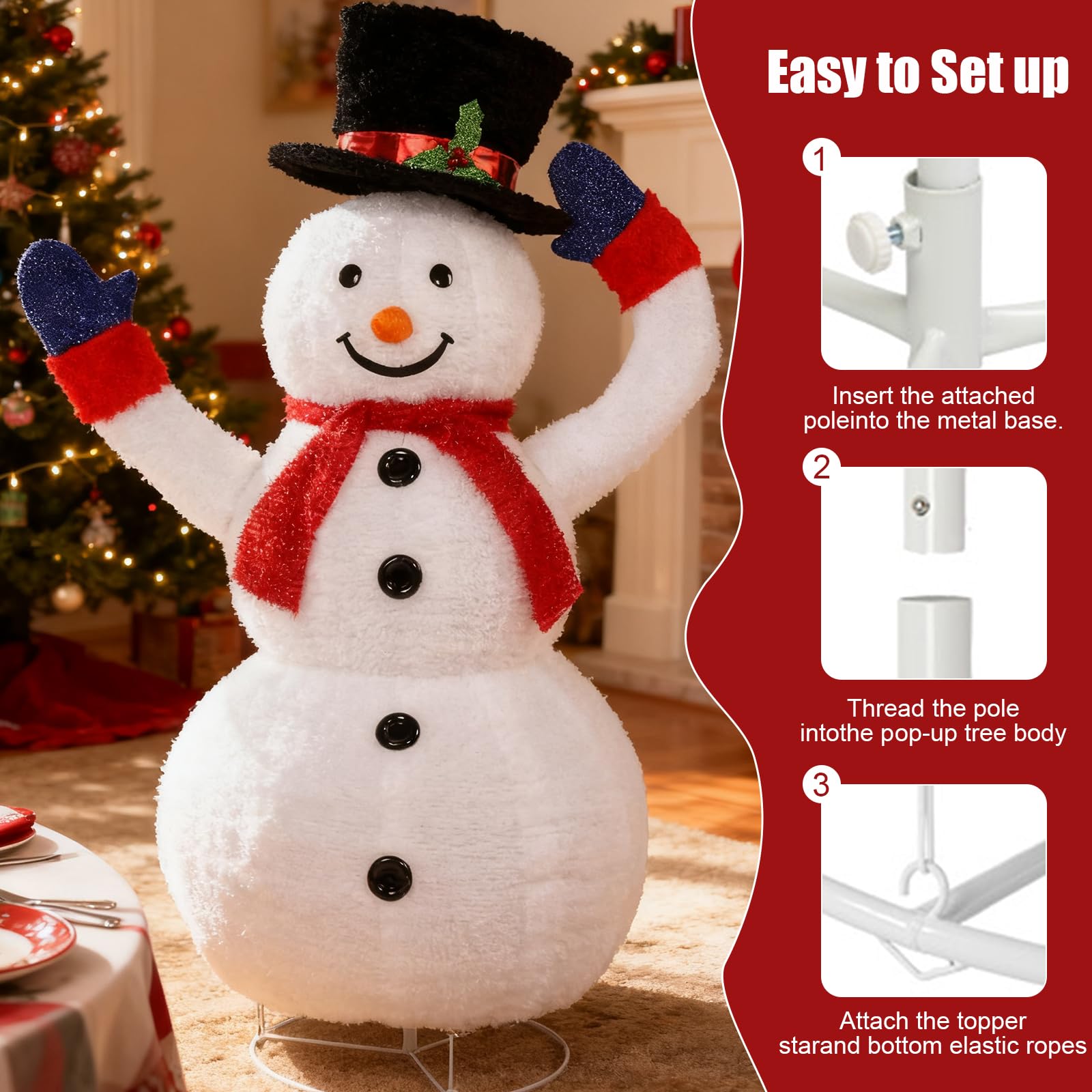 3FT Lighted Gift Boxes Tower, Outdoor Christmas Decorations with 80 Warm White LED Lights, Pre-lit Stacked Light Up Present Boxe