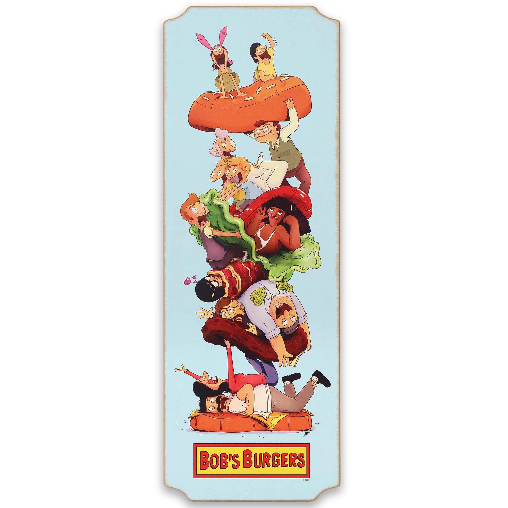 Bobs Burgers Character Group Vertical Wood Wall Decor - Fun Bobs Burgers Picture for Home Decorating