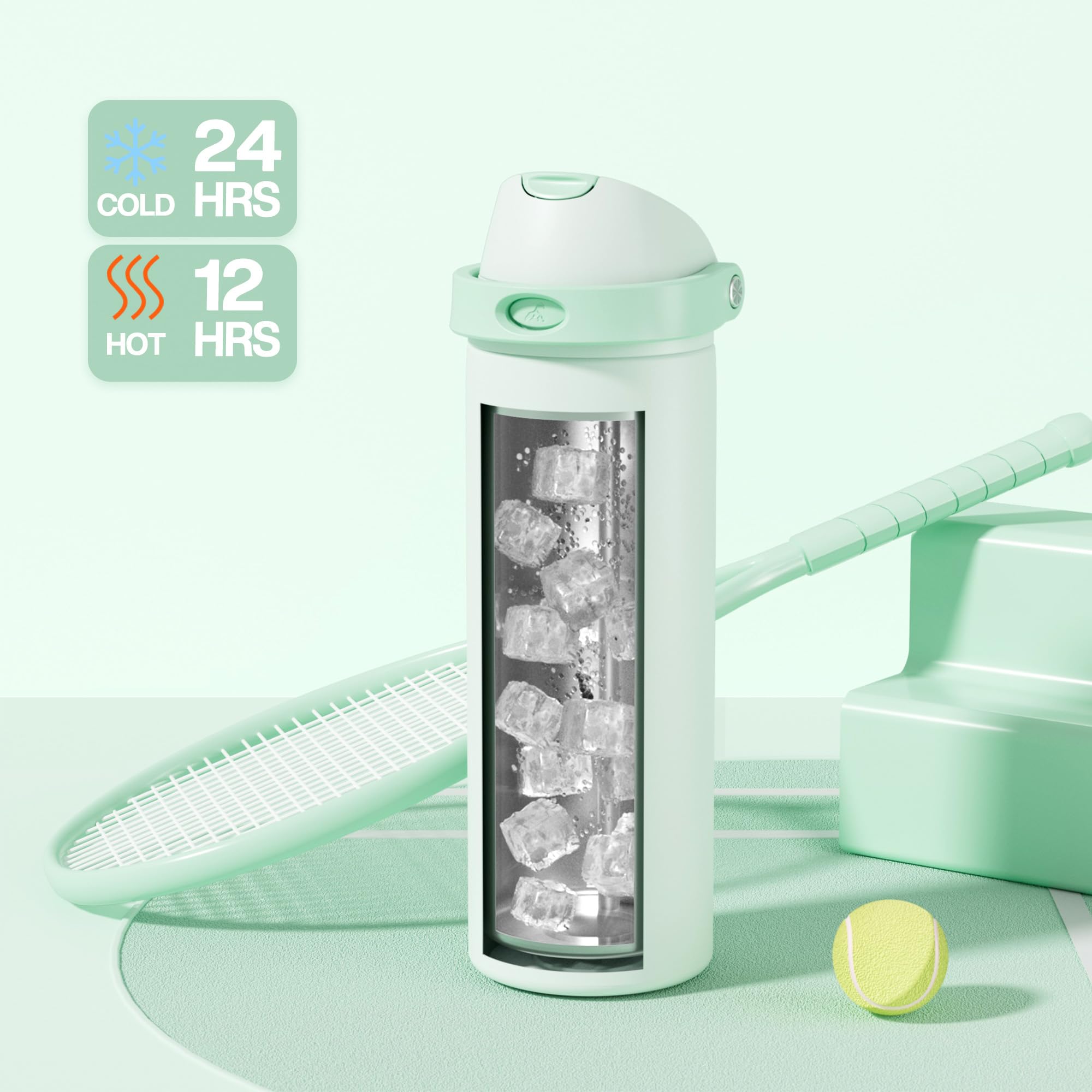 POWCAN 24 oz Vacuum Water Bottle for Office: Spill Proof Lid with Straw, Lightweight, Double Walled, BPA-Free, Insulated Stainle