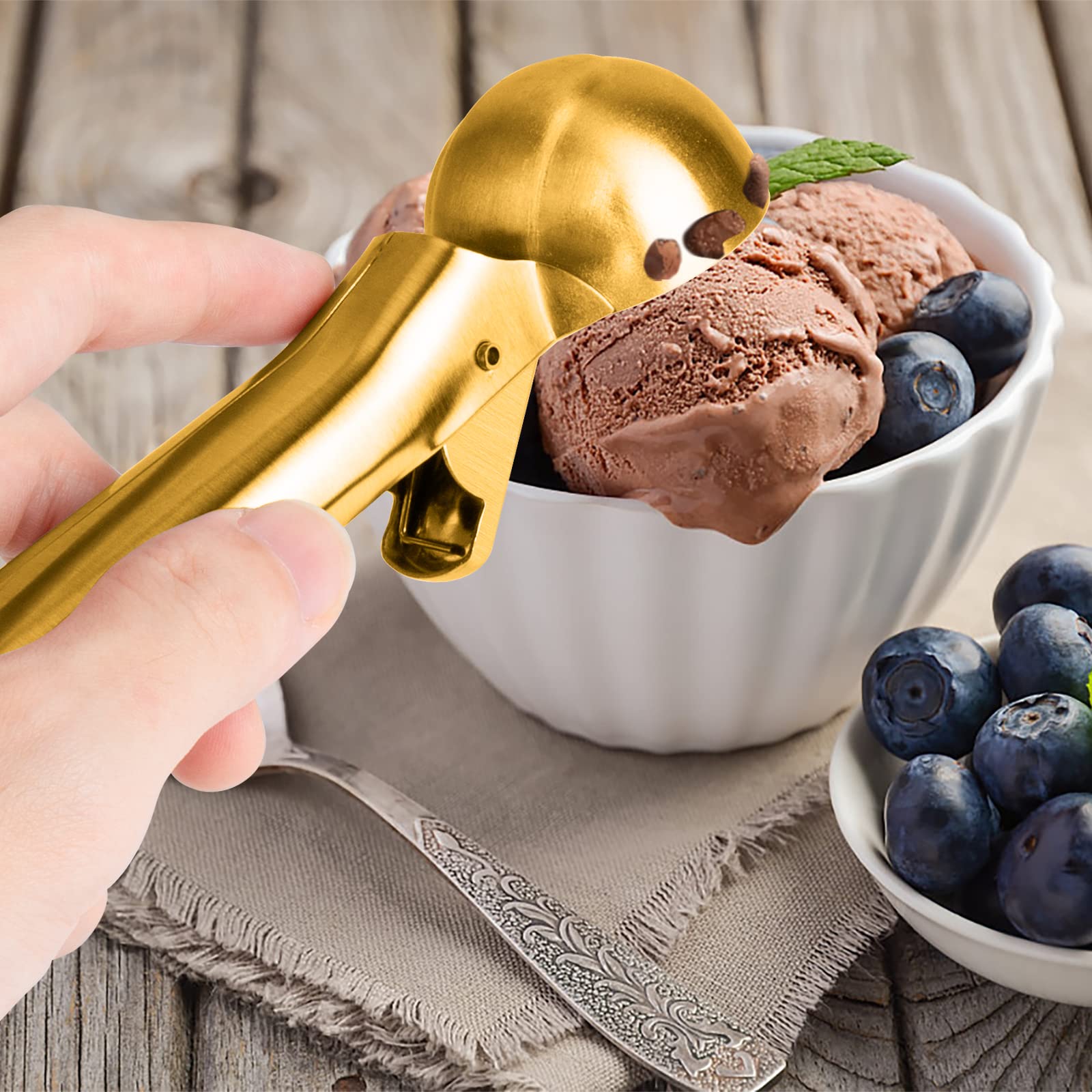Yastant Premium Ice Cream Scoop With Trigger Ice Cream Scooper Stainless Steel, Heavy Duty Metal Icecream Scoop Spoon Dishwasher