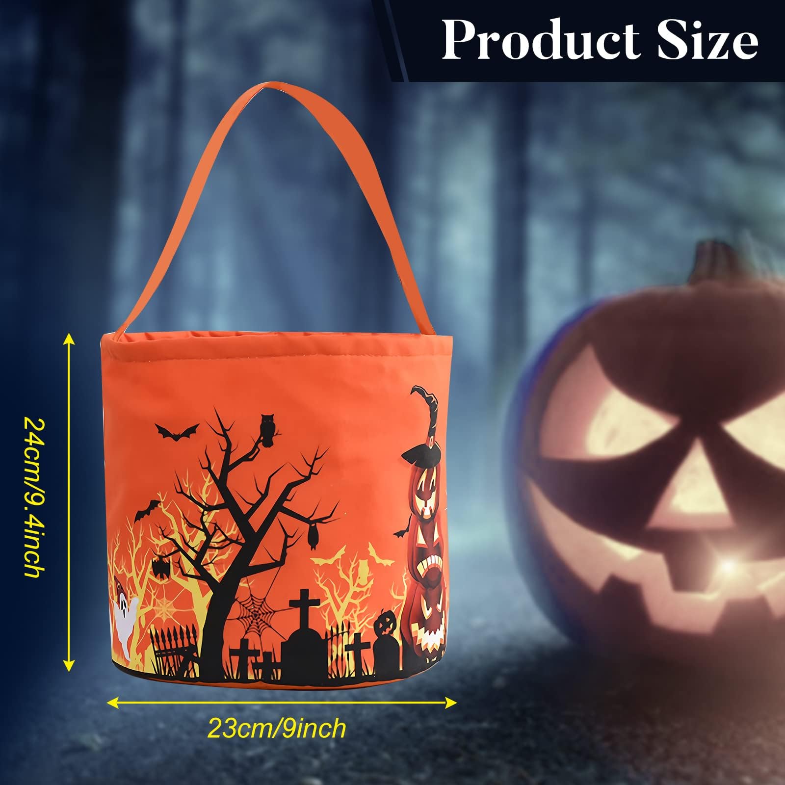 Halloween Trick Or Treat Candy Bags Led Light Up Pumpkin Bucket, Collapsible Reusable Candy Basket, Fabric Tote Gift Goody Bags