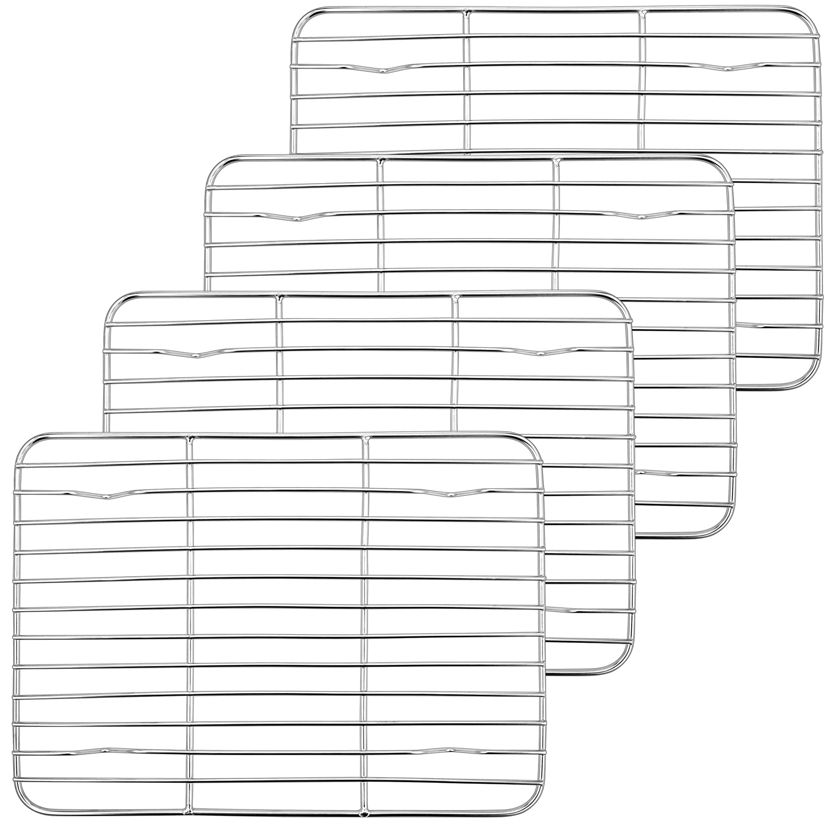 P&P Chef Cooling Cooking Racks, Stainless Steel Wire Baking Rack Set Of 4, 9.7 ' 'X 7.3 ' ' Roasting Rack For Small Toaster Oven