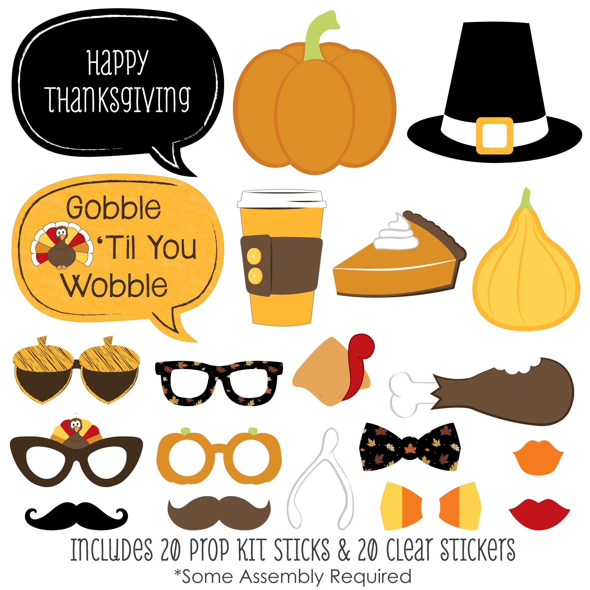Big Dot Of Happiness Give Thanks - Thanksgiving Party Photo Booth Props Kit - 20 Count