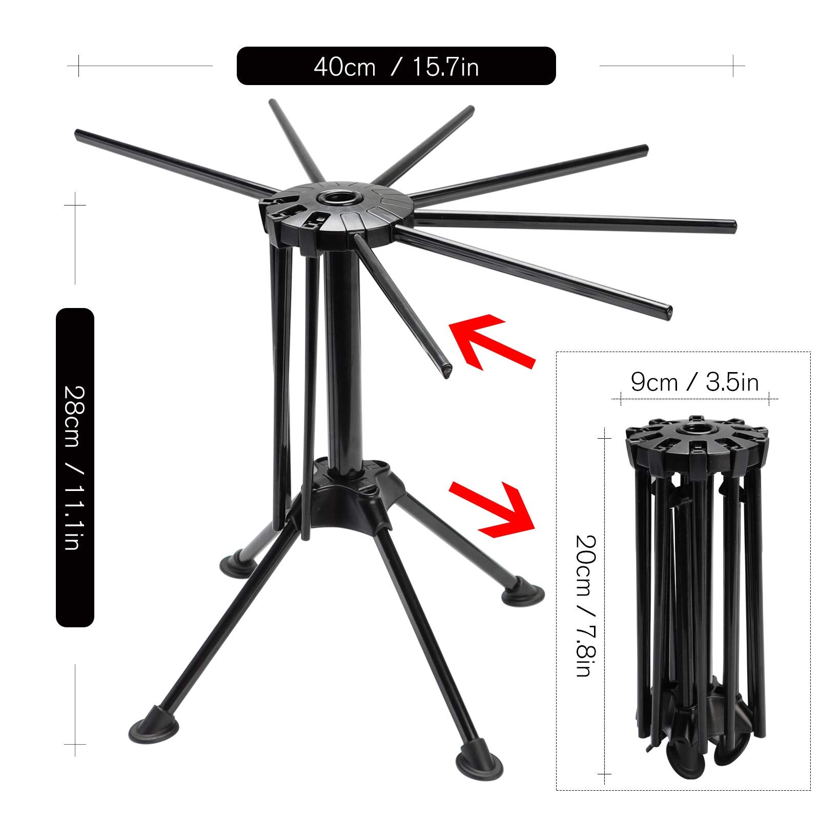 Ourokhome Collapsible Pasta Drying Rack, Plastic Spaghetti Hanger Noodle Dryer Stand With 10 Bar Handles For Homemade Fresh Spag