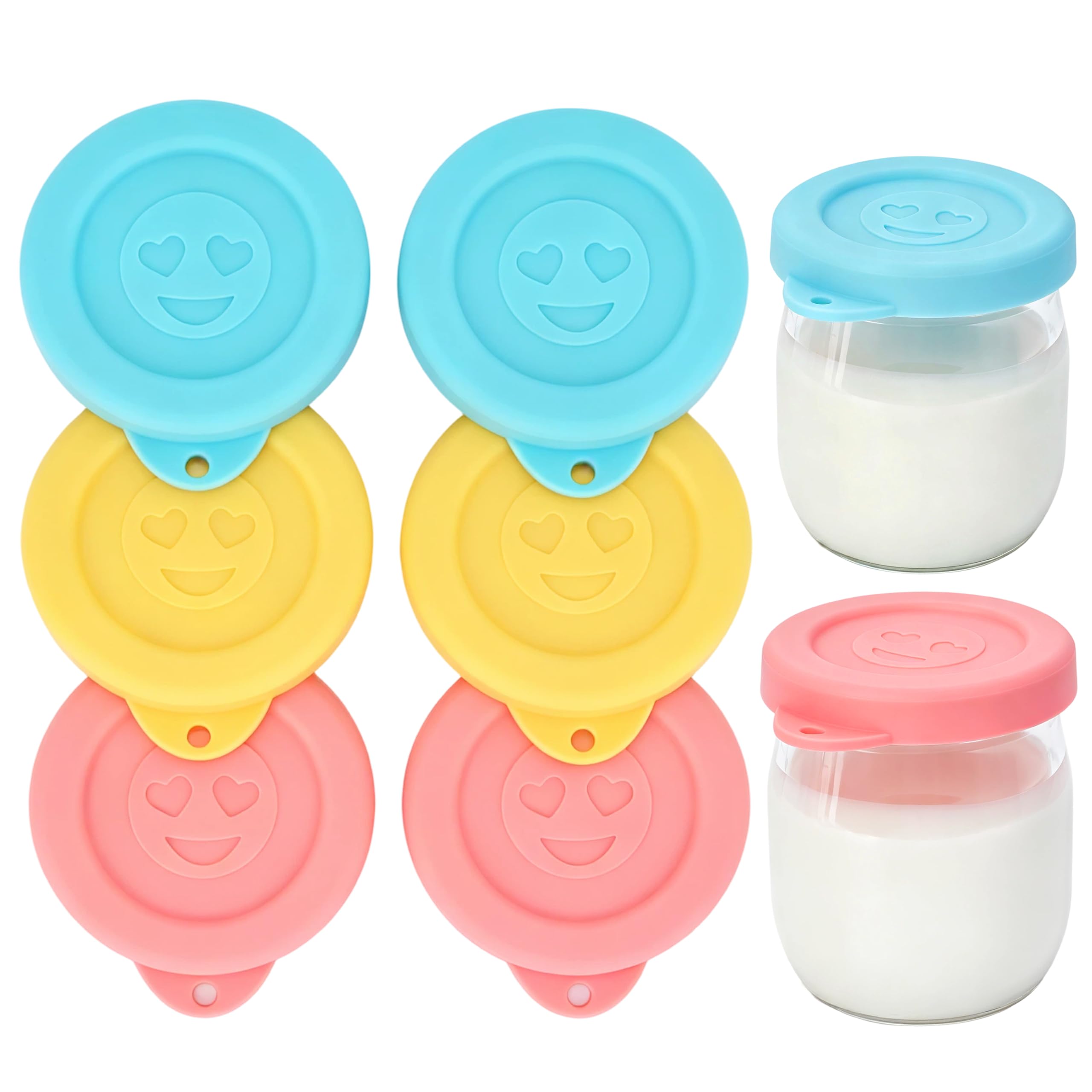 6 PCs Silicone Pudding Jar Lids for Petit Pot Pudding 4oz Dessert Jars, Airtight Reusable Covers for Petit Pot Cups, FoodGrade 