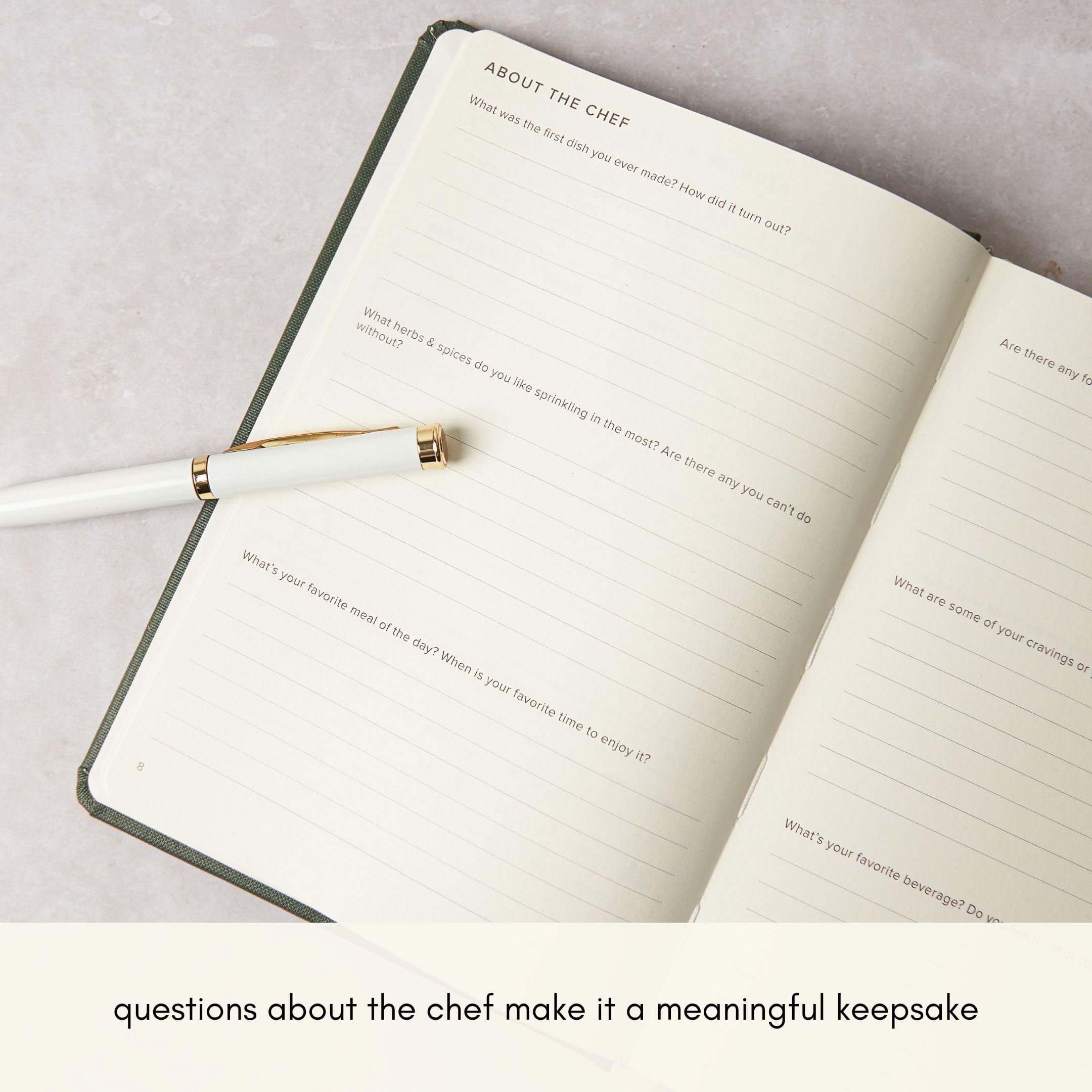 Kunitsa Co. Recipe Notebook - Keepsake Gift, Hardcover Blank Recipe Book to Write In Your Own Recipes with Journaling Prompts Ab