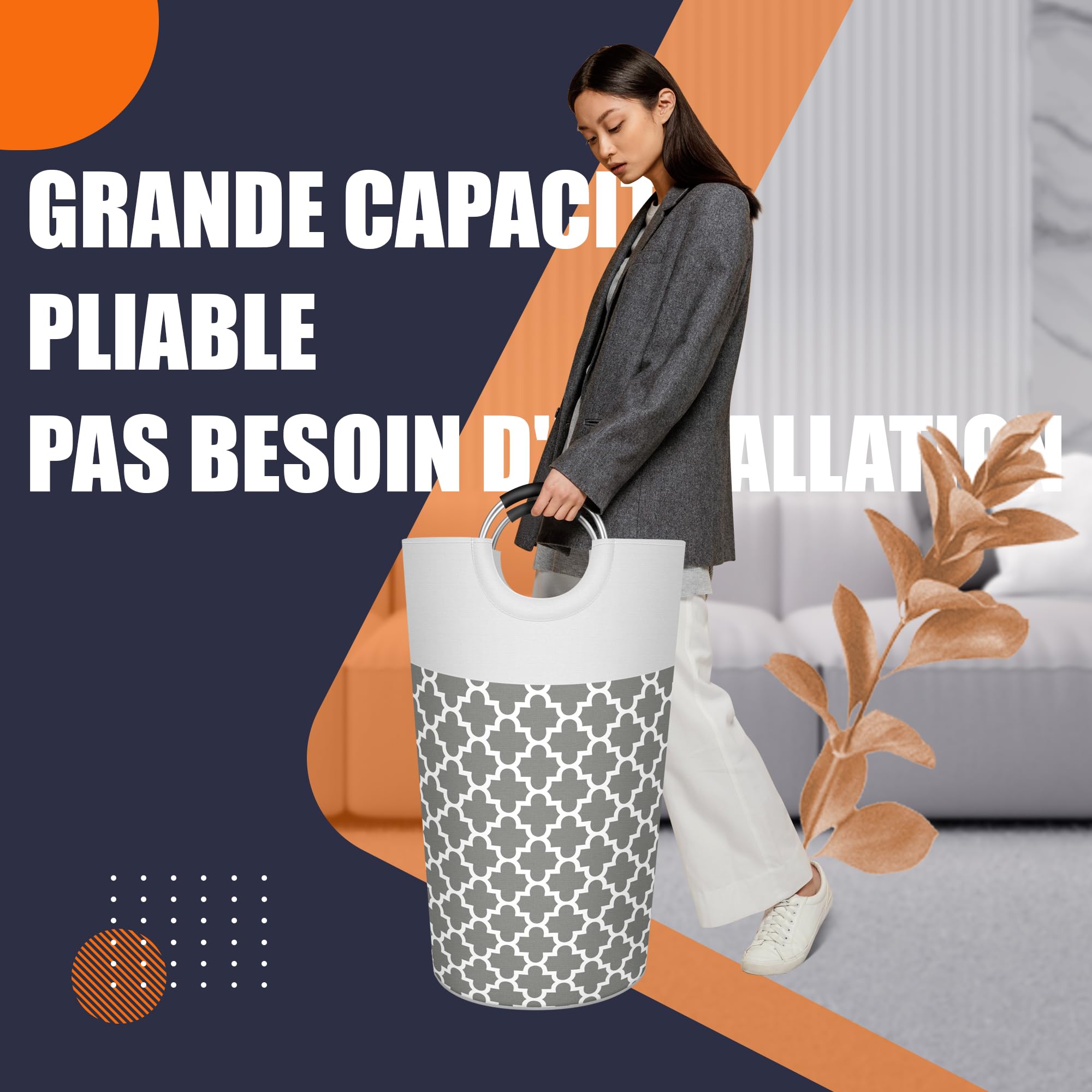 Caroeas 90L Light Laundry Basket (13 Colors)  Waterproof Laundry Hamper  Laundry Bag with Padded Handles  Clothes Hamper Stands Up Well  Collapsible Laundry Basket Easy Storage
