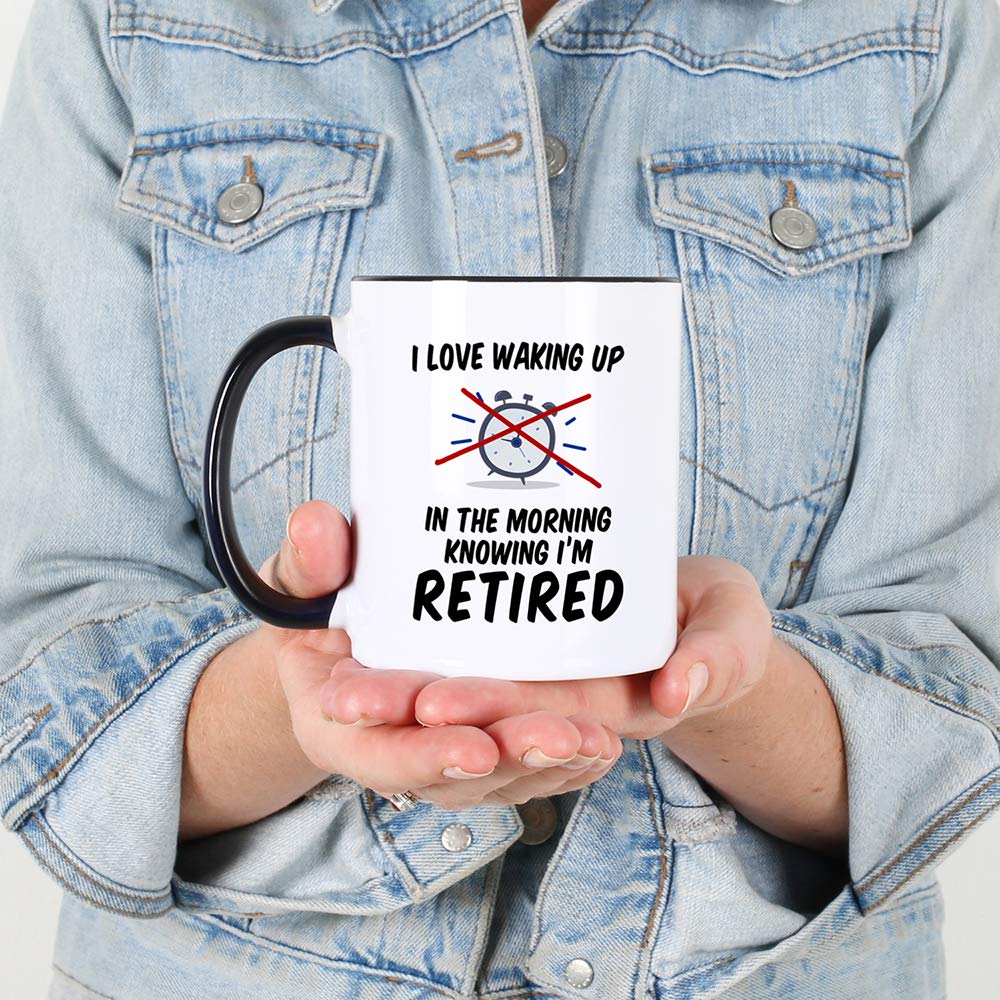 Casitika Retirement Gifts for Men and Women. 11 oz Retired Mug Gift Idea for Coworker. I Love Waking Up in the Morning Retired.