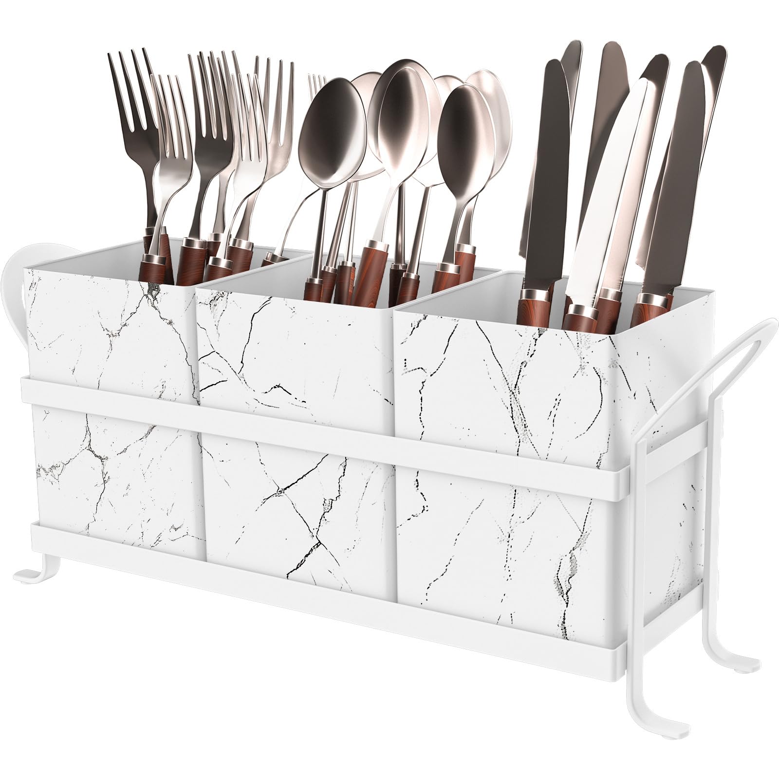 Marble Utensil Holder for Countertop  Stylish Marble Kitchen Accessories for Effortless Organization, Ideal Silverware Caddy fo
