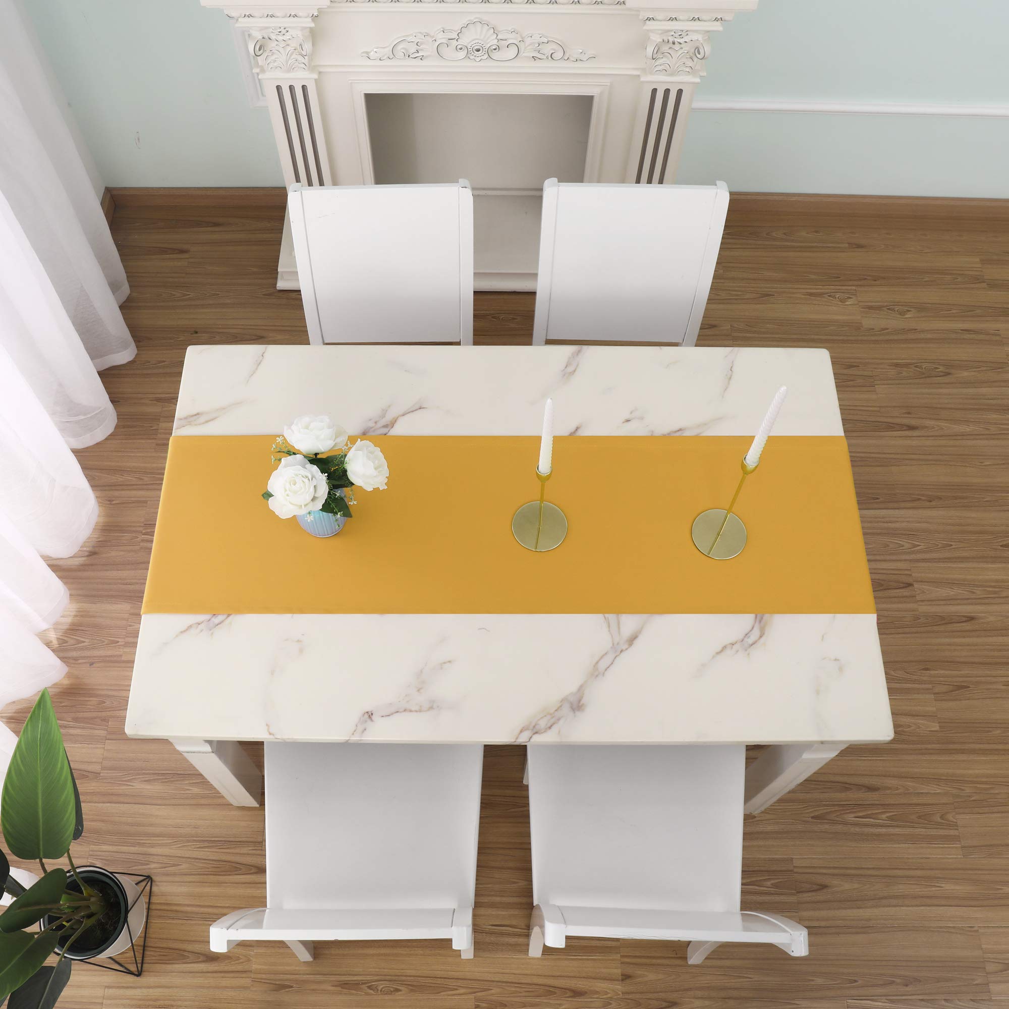 Dualife Table Runner Yellow Vivid Fall Yellow Table Runner For Wedding Family Dinner Outdoor Picnic Table Handmade Table Runners