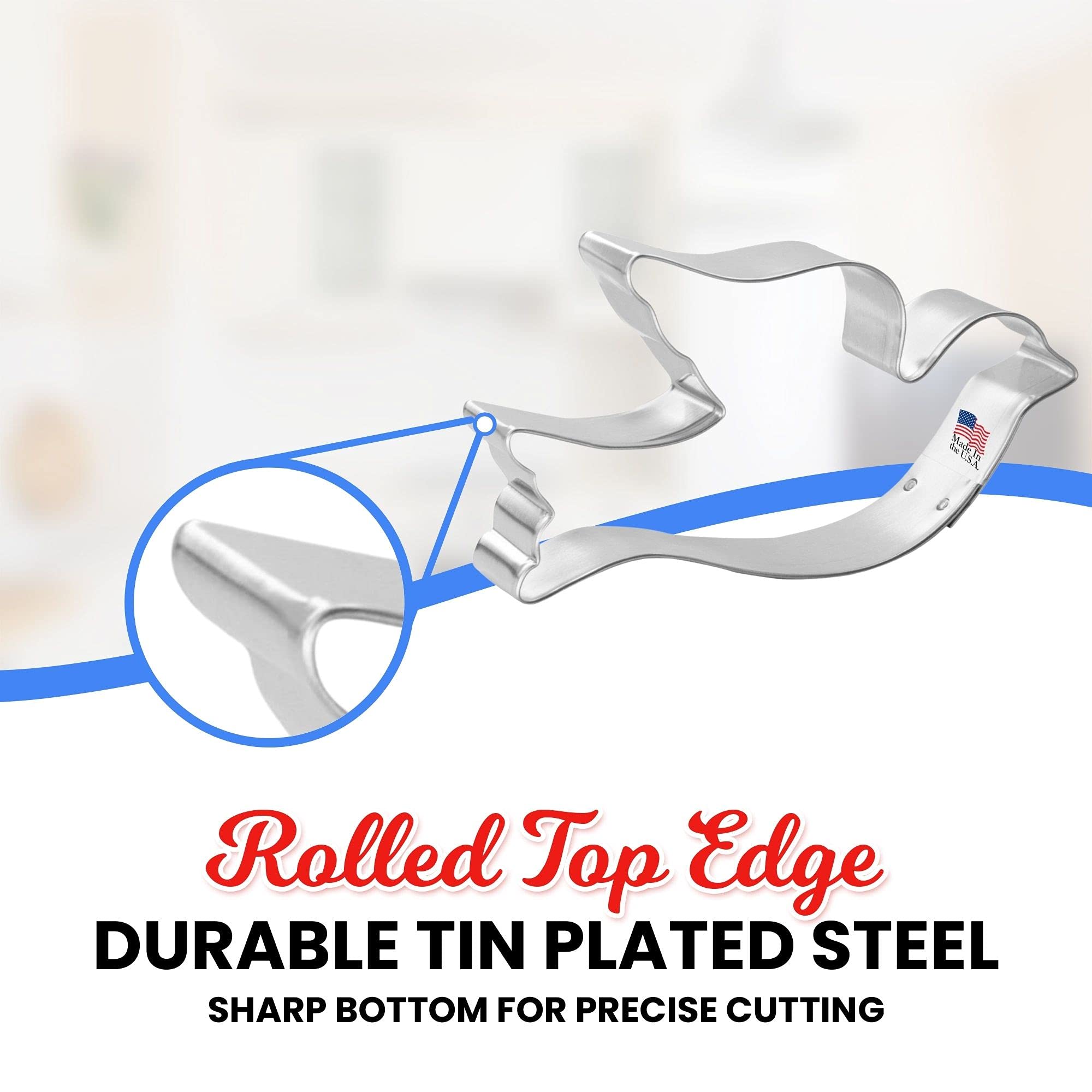 Foose Dove Cookie Cutter 4.25 Inch -Tin Plated Steel Cookie Cutters - Dove Cookie Mold