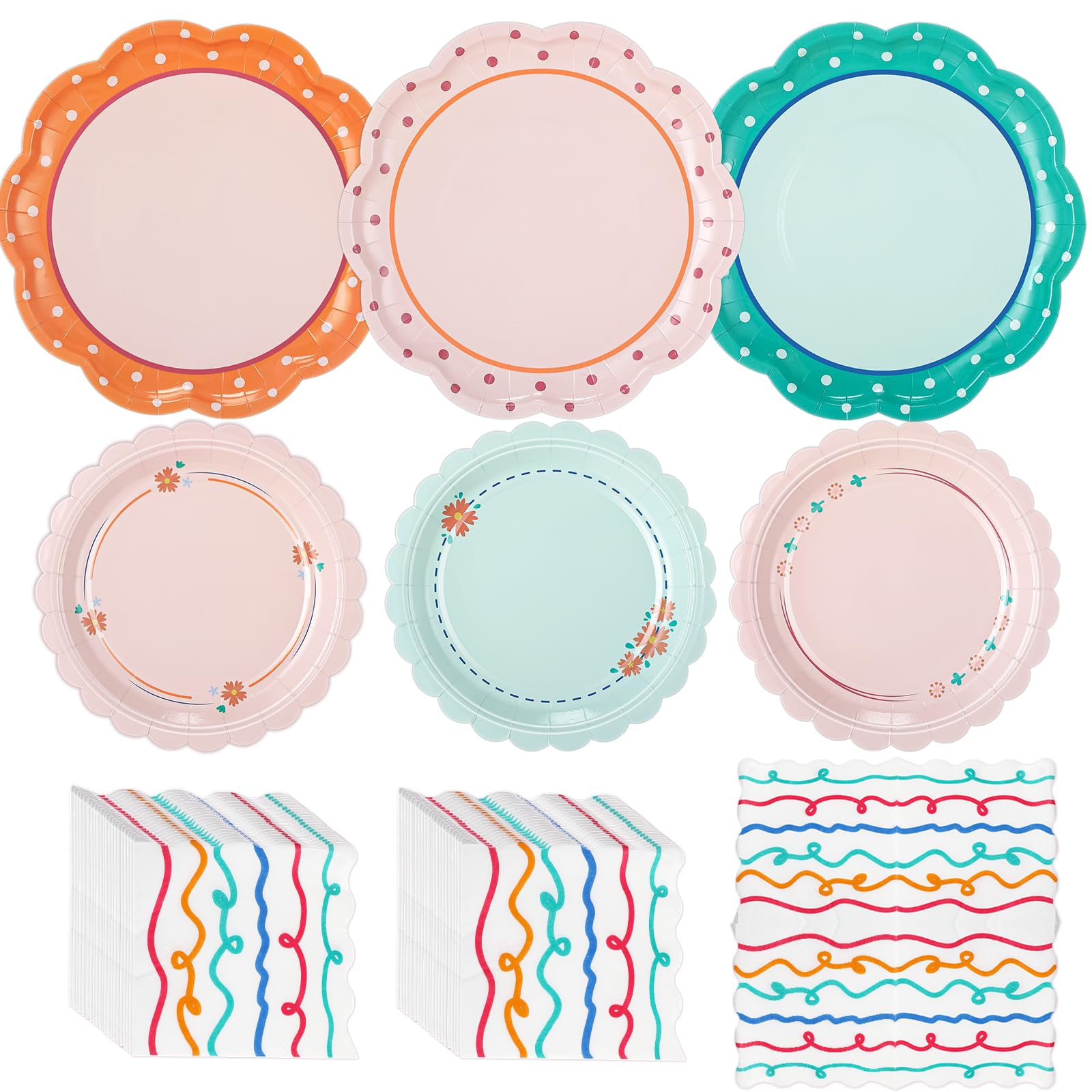 Skybooly 144 Pcs 48 Guests Italian Summer Plates and Napkins Party Supplies Italian Summer Paper Plates Napkins Last Toast Coast
