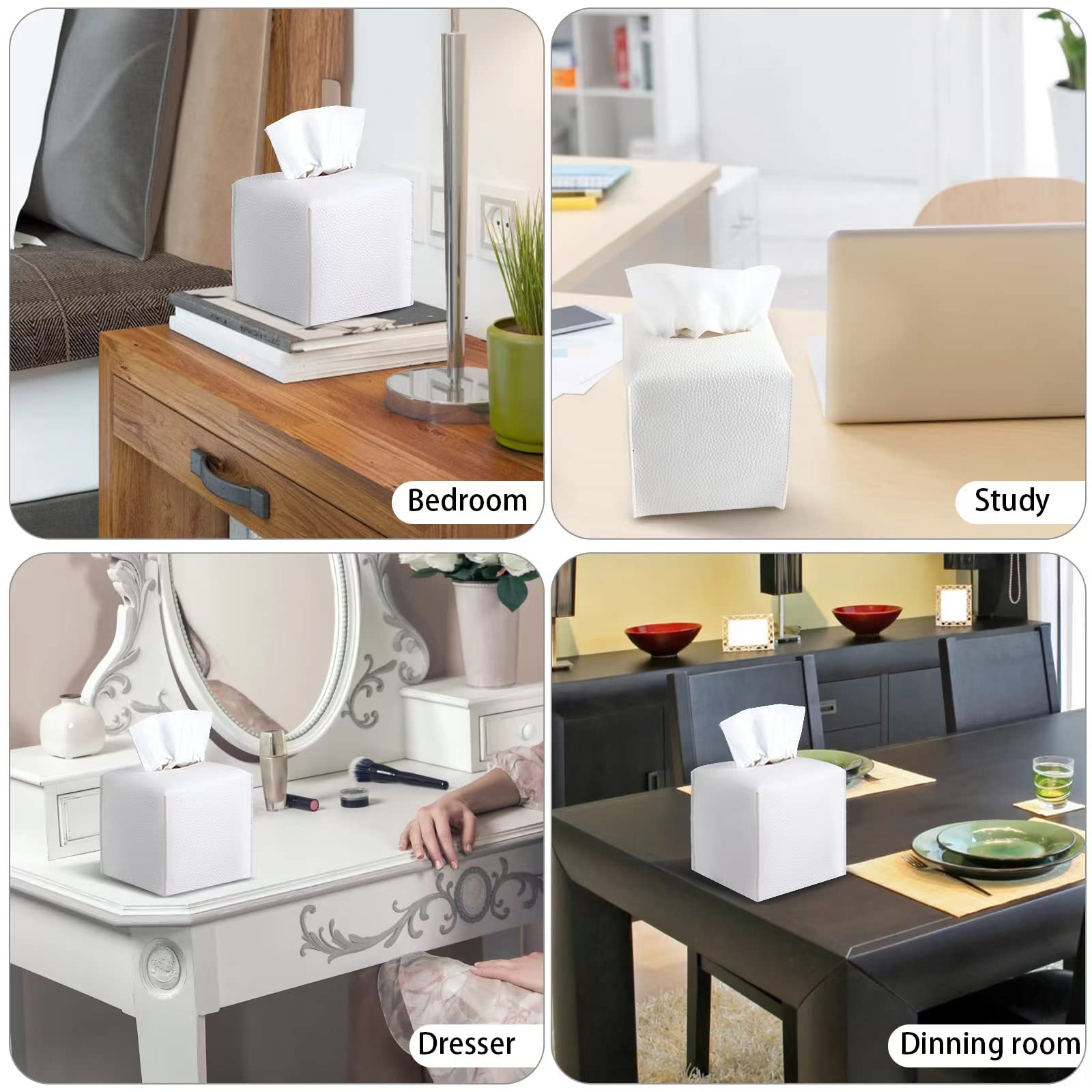 2 Pack, Vividly Tissue Box Cover Holder, Square Modern Pu Leather Tissue Box Holder, Can Be Used For Bathroom Dressing Table, Be