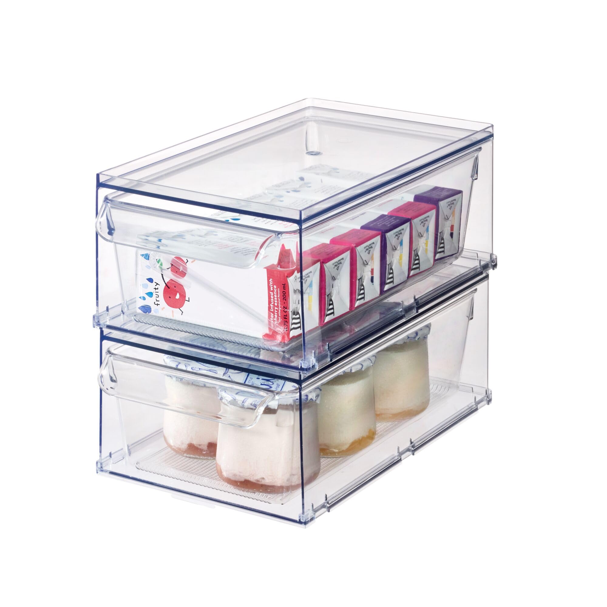 iDesign Stackable Kitchen Storage Drawer, Set of 2, Clear