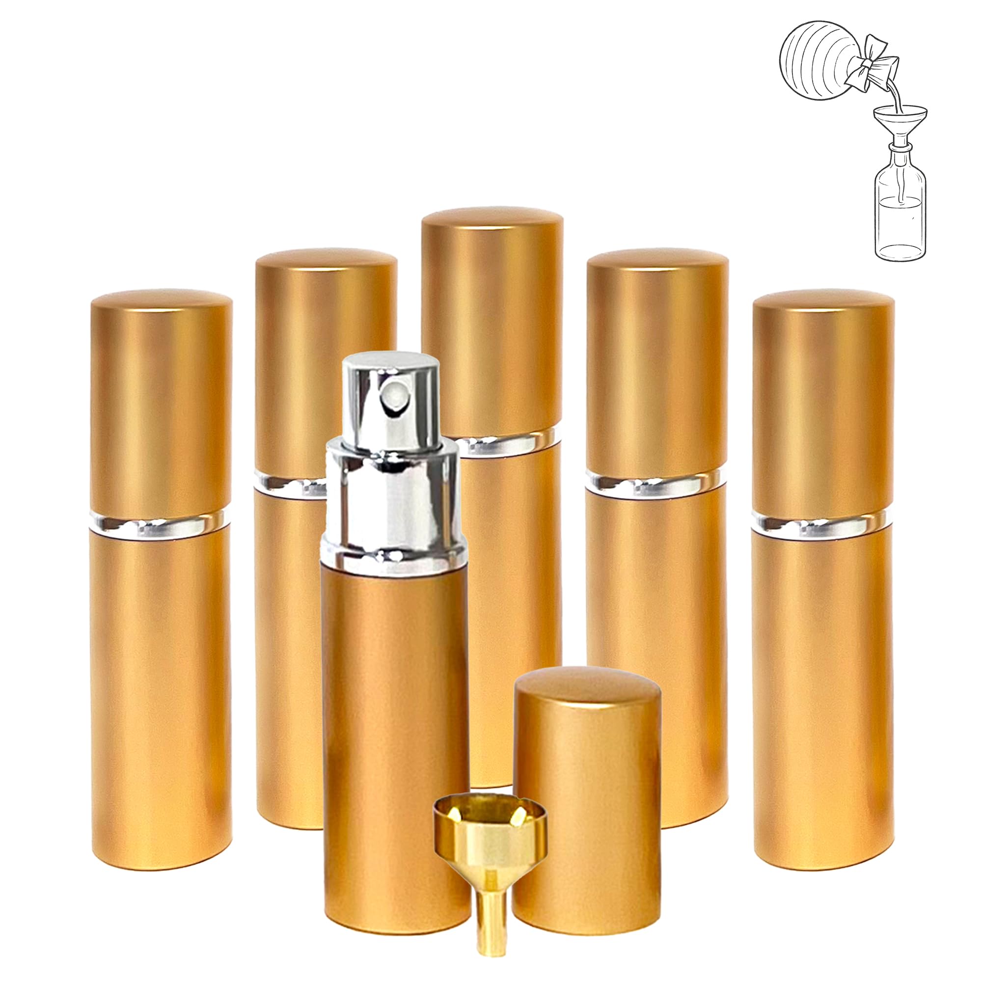 Zey Perfume Atomizers With 6 Funnels - Travel-Size And Leak-Proof Refillable Atomizer Sprayer For Perfume And Cologne - Safe For