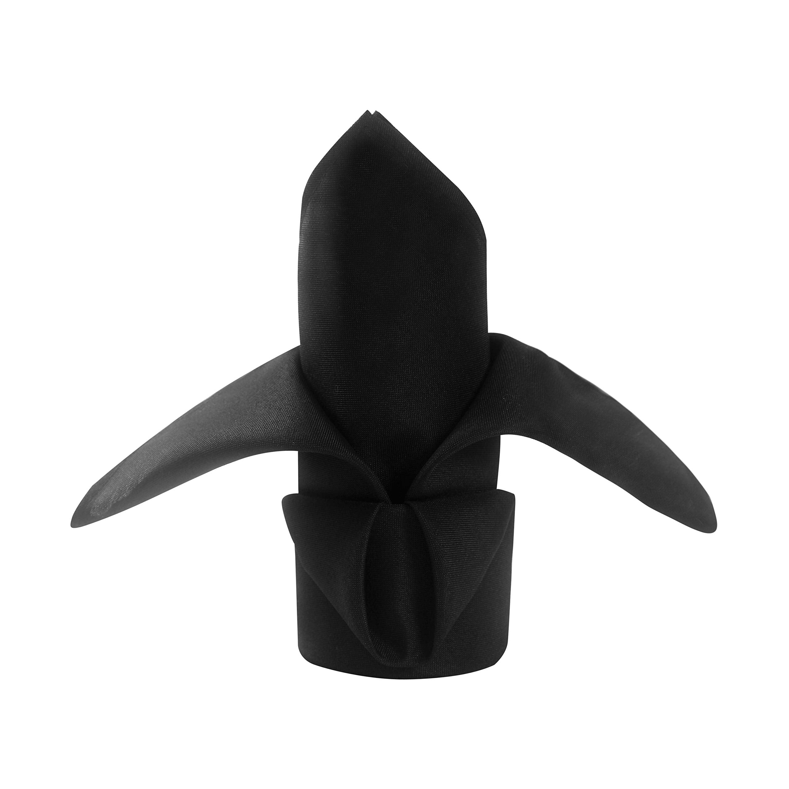 50Pcs Polyester Cloth Napkins - 17 X 17 Inch Black Dinner Washable Napkins With Hemmed Edges For Restaurant/Wedding/Hotel(50,Bla