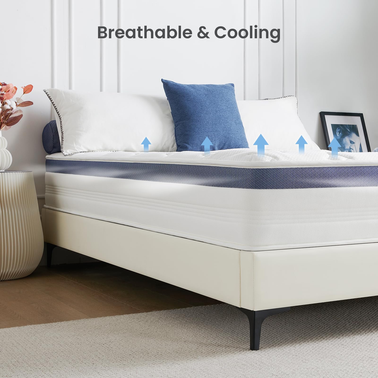 Dourxi Full Size Mattress 10 Inch, Hybrid Full Mattress In A Box With Cooling Gel Memory Foam And Individually Pocket Innersprin