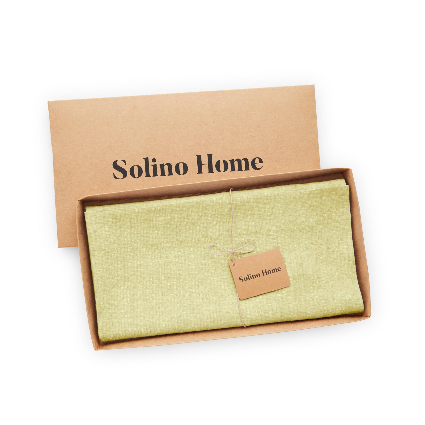Solino Home Linen Tablecloth 52 X 52 Inch - Chambray Yellow 100% Pure Linen Table Throw For Spring, Easter - Handcrafted And Mac