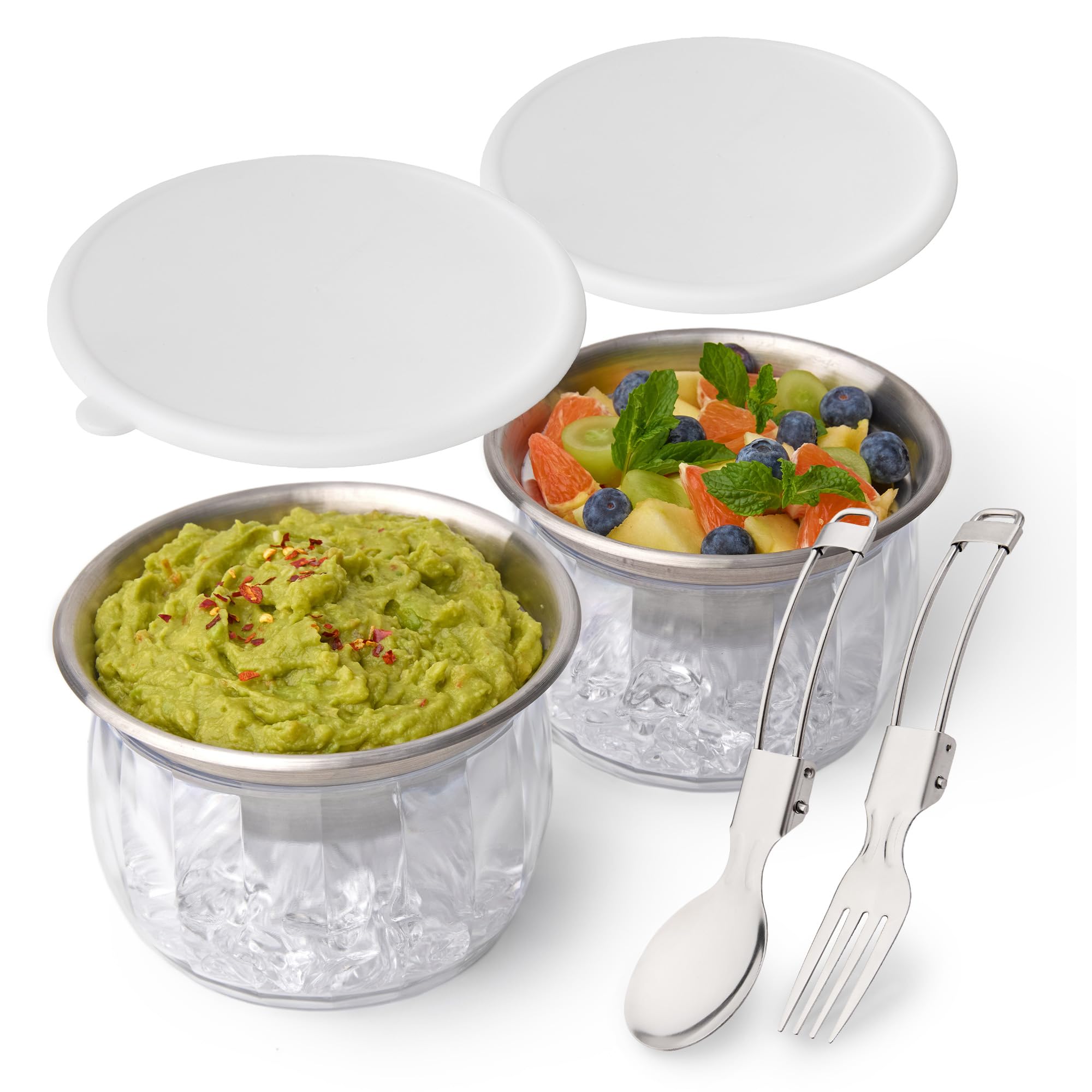 Useful Co. Dip Chiller Bowl with Lid, 20oz 2Pack, Chilled Serving