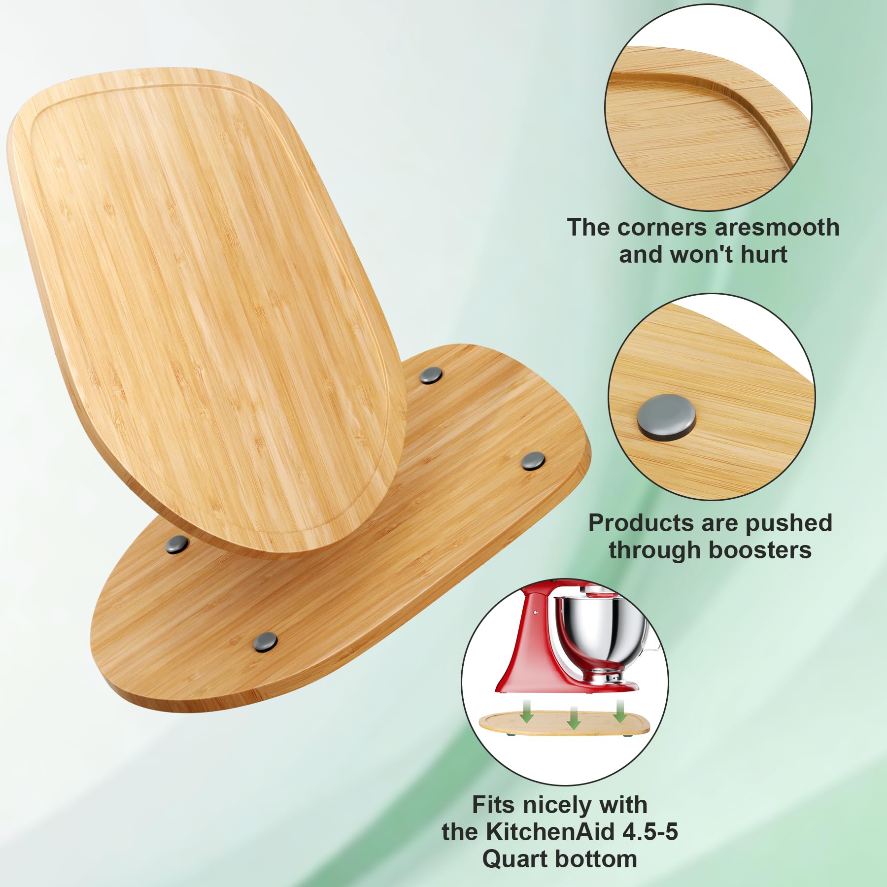 GuanQiao Food-Grade Bamboo Mixer Slider for KitchenAid 4.5-5 Qt Tilt Head, Natural Bamboo, Model KA-GQ11, Kitchen Storage Accessory
