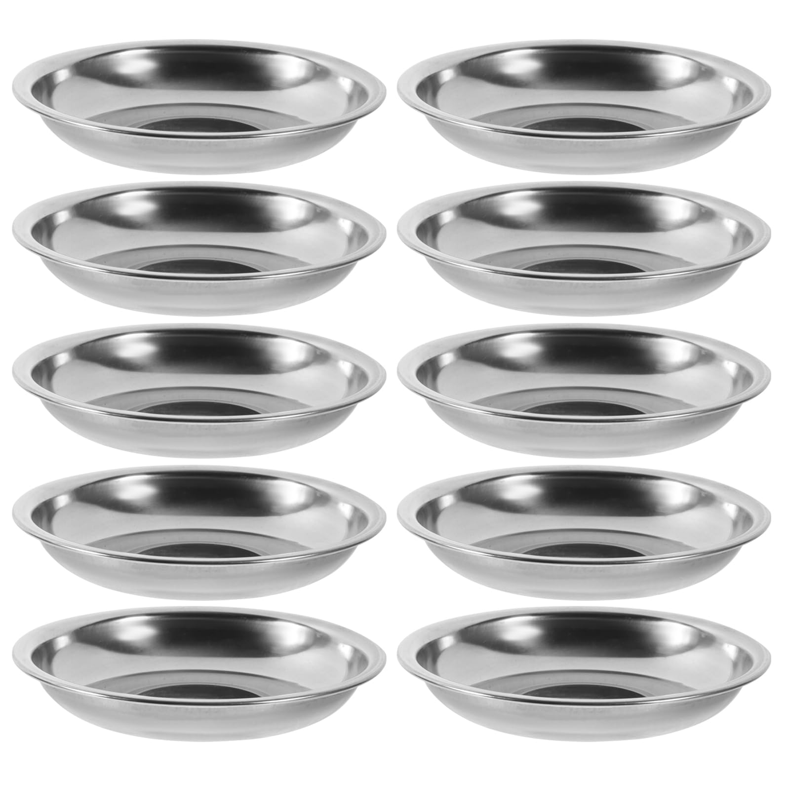 10Pcs Small Plates Stainless Steel Appetizer Plates Round Seasoning Plates Metal Saucers Plates Metal Dishes Basic Cat Bowls 10C