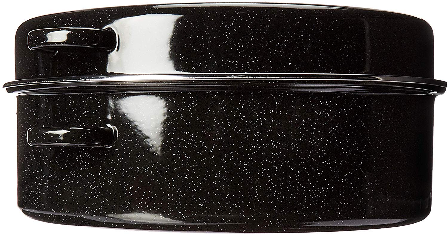 16.5''L X 15''W X 8''H (42Cmx38Cmx20.3Cm) Uniware Healthy Enamel Coating Turkey Roaster, Roaster Pan For Turkey, Roaster For Chi