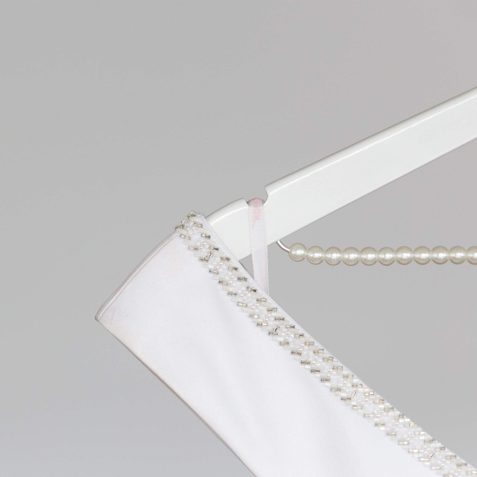 Ella Celebration Bride to Be Wedding Dress Hanger Wooden and Wire Hangers for Brides Gowns  Dresses (White with Pearl Strand and Flower)
