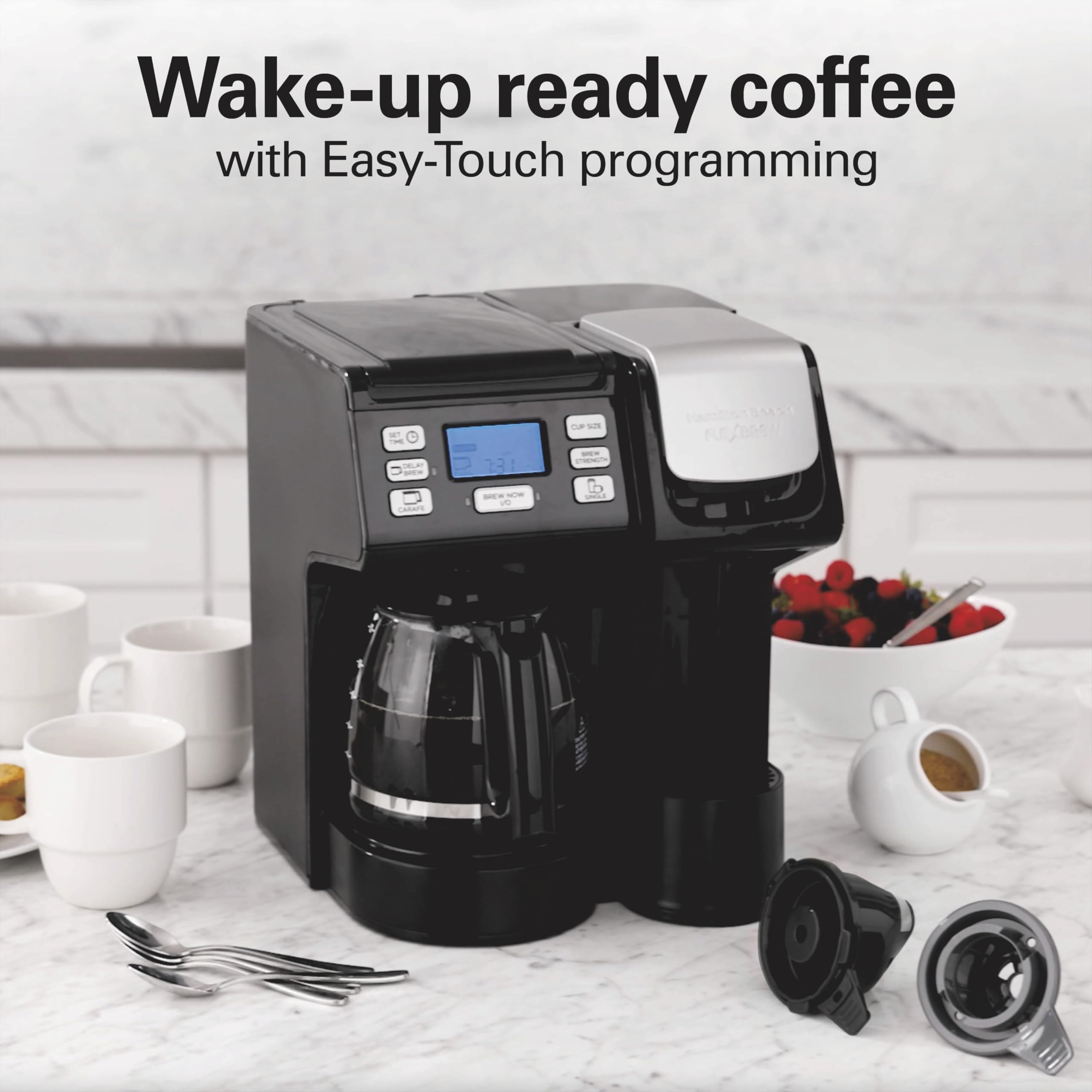 Hamilton Beach Flexbrew Trio 2-Way Coffee Maker, Compatible With K-Cup Pods Or Grounds, Combo, Single Serve & Full 12C Pot, Blac