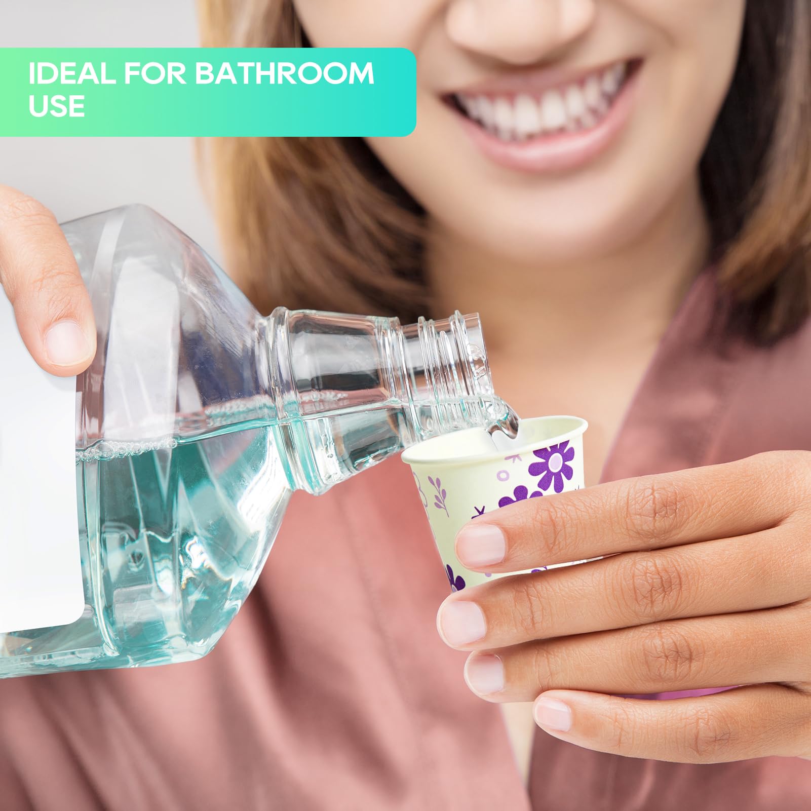 [600 Pack] 3oz Disposable Bathroom Cups  Paper Cups  Mouthwash Cups  Cold Disposable Drinking Cup for Party  Picnic  BBQ  Travel  and Event  Purple Floral