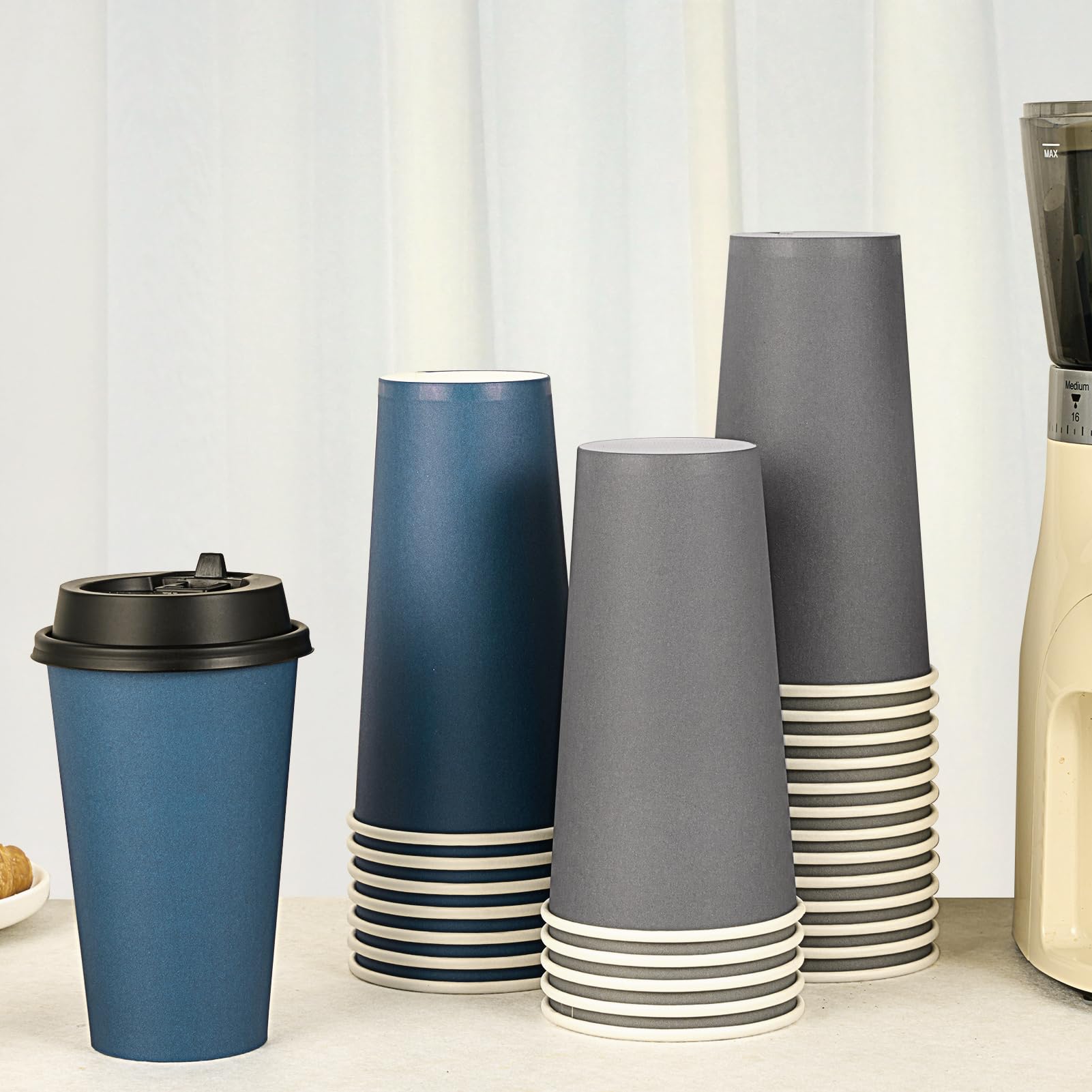 Litopak 100 Pack 20 Oz Paper Coffee Cups, Disposable Coffee Cups With Lids, Drinking Cups For Coffee, Water, Juice, Or Tea. Hot
