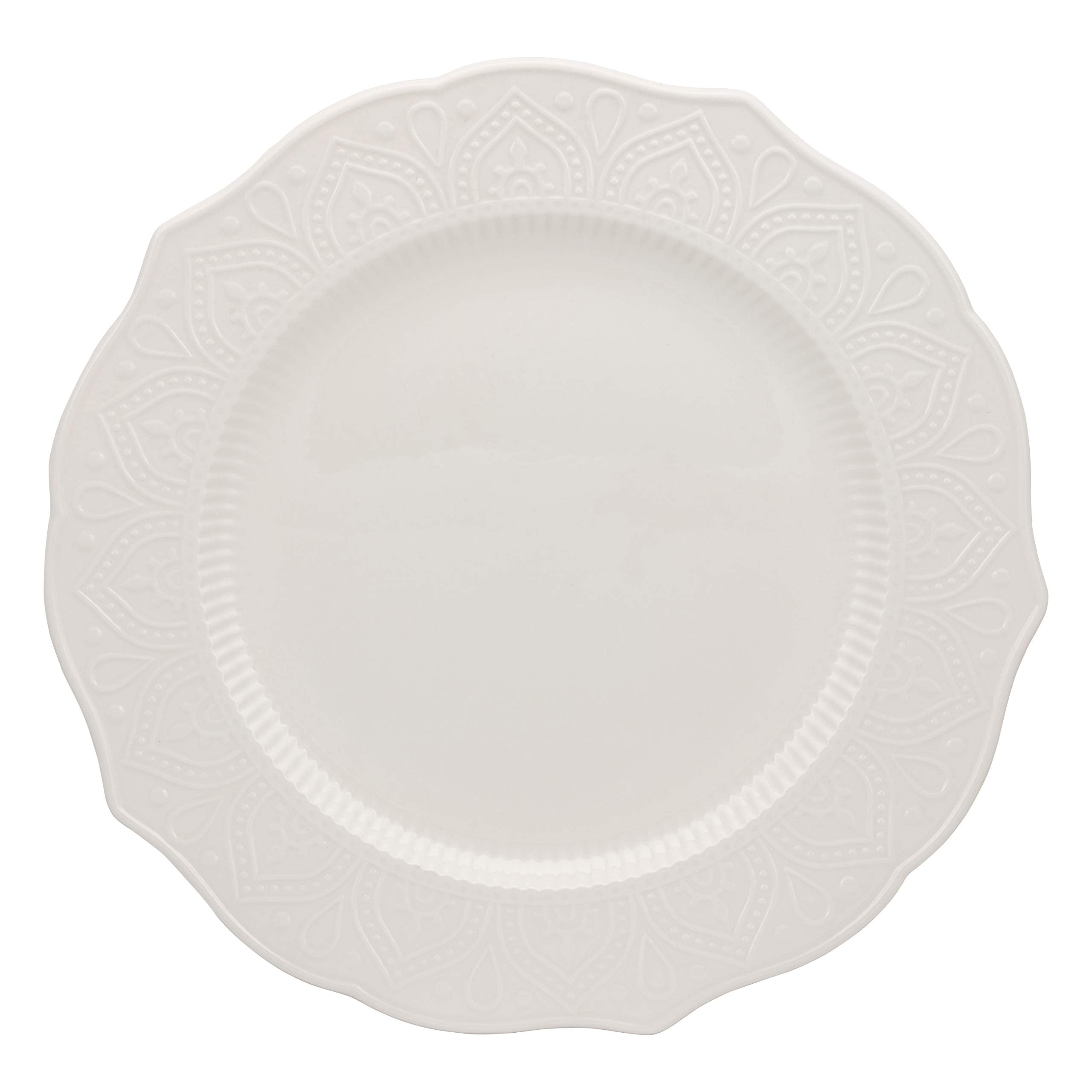 10 Strawberry Street Dahlia 10.5 White Dinner Plate, Set of 6