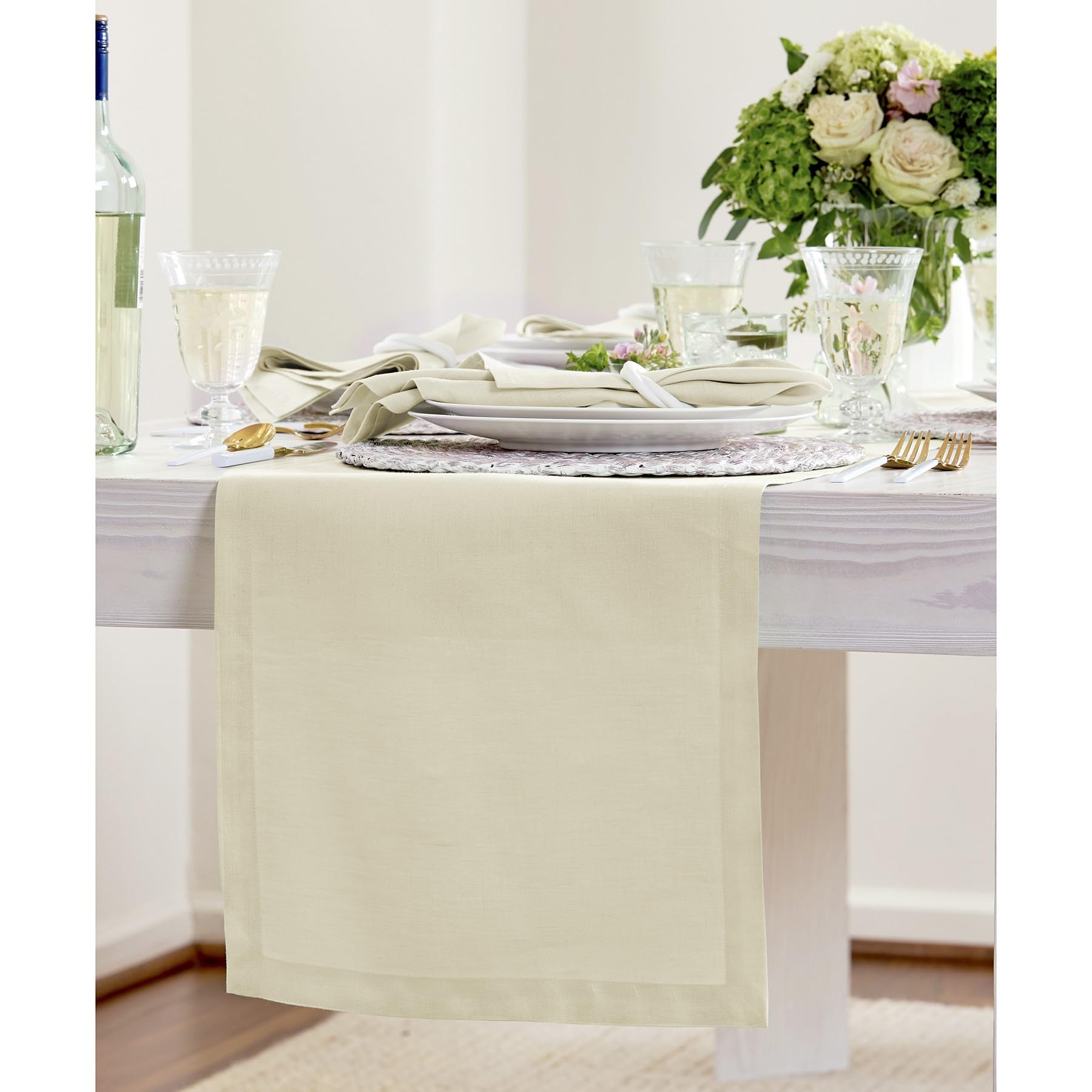 Solino Home Linen Birch Table Runner 144 Inches Long - 100% Pure Linen Extra Long Table Runner 14 x 144 Inch for Fall, Autumn, T